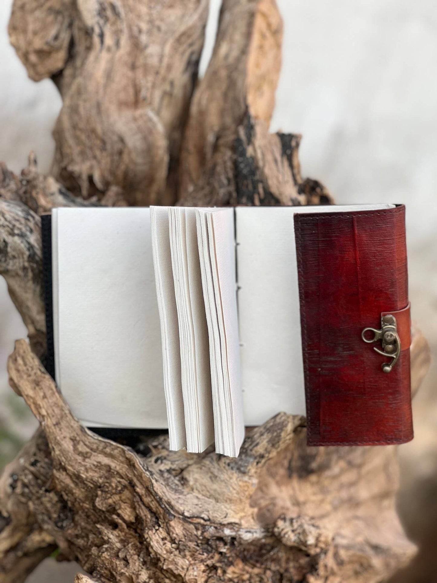 Leather Journal Notebook Tree Embossed Life of Tree: Red