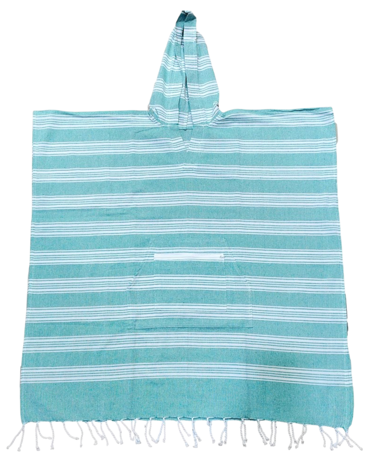 Turkish Towel Hoodie - Kids - Aqua Striped