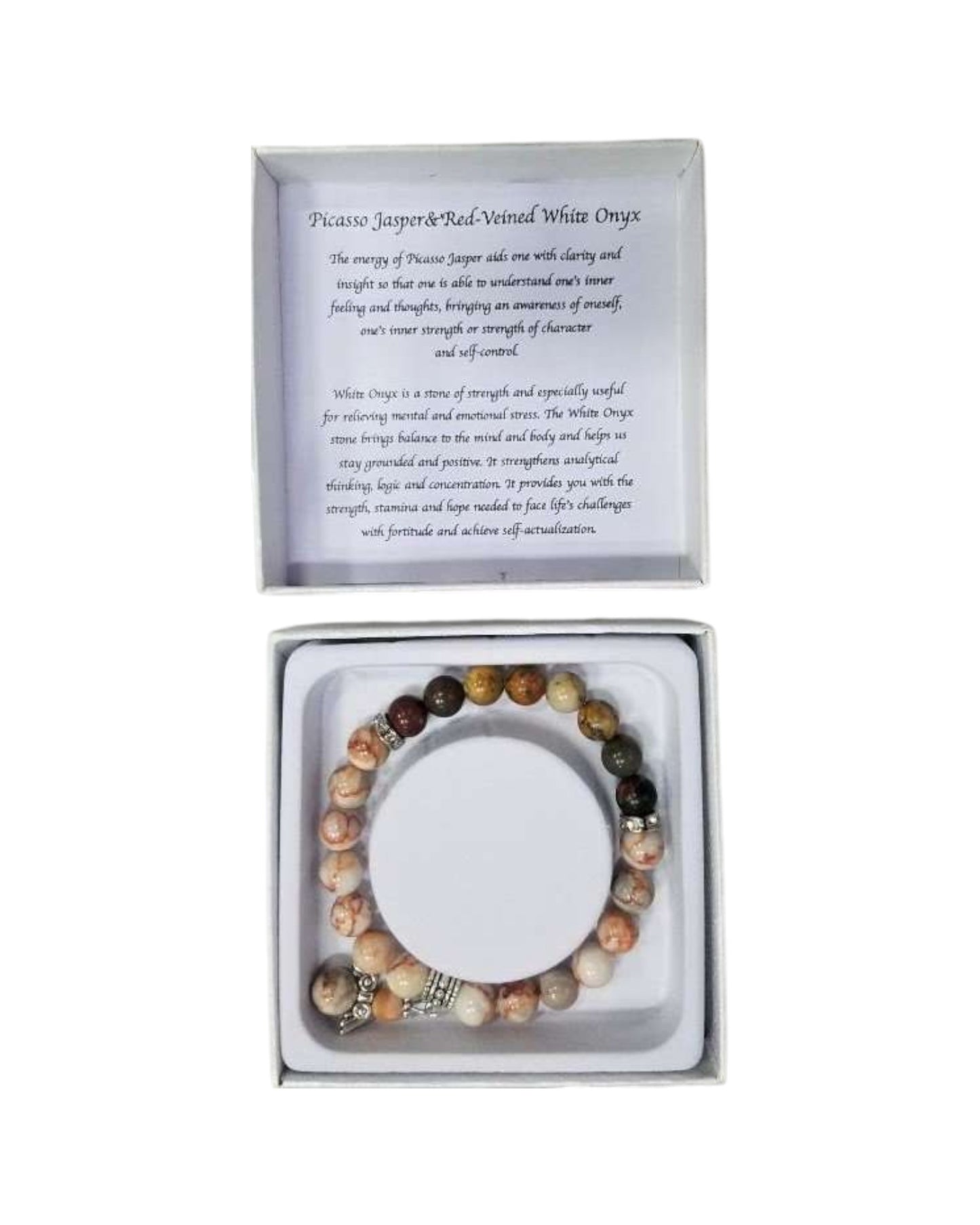 Picasso Jasper & Red Veined White Onyx bracelet - Angel