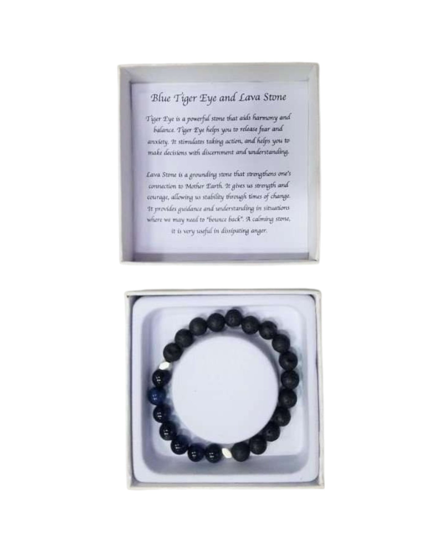 Dark Blue Tiger Eye & Lava stone bracelet