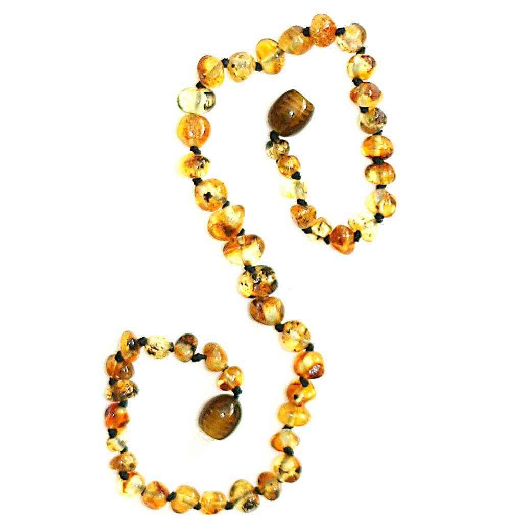 Olive-Circle-11 inch Amber Necklace