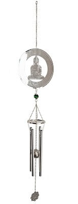 Silver Meditating Buddha wind chime