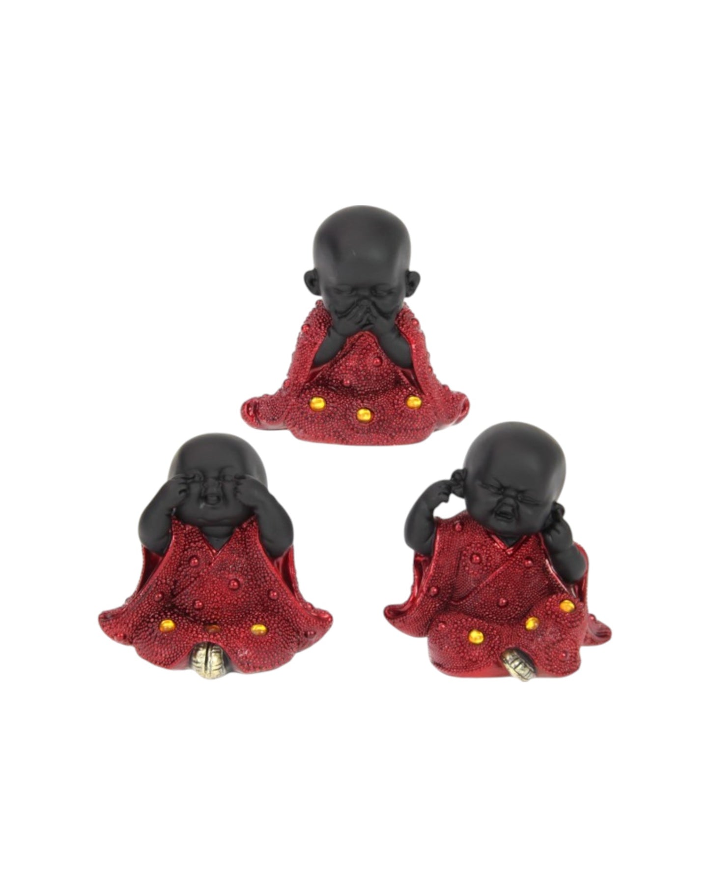 Cute Wise Monks Red Robe set of 3