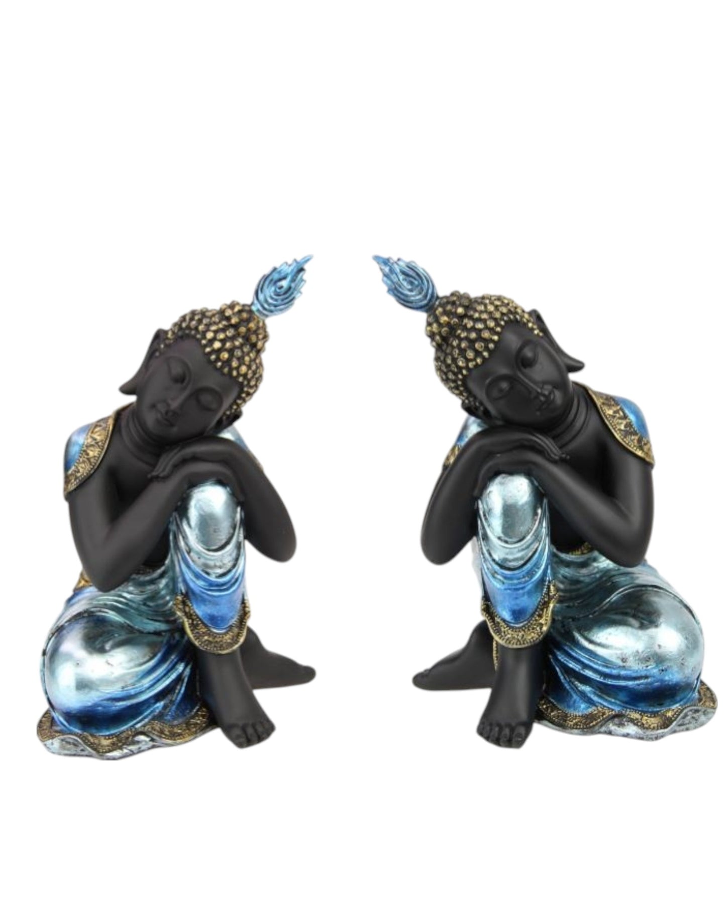18cm Rulai Resting Blue Buddha (set of 2)