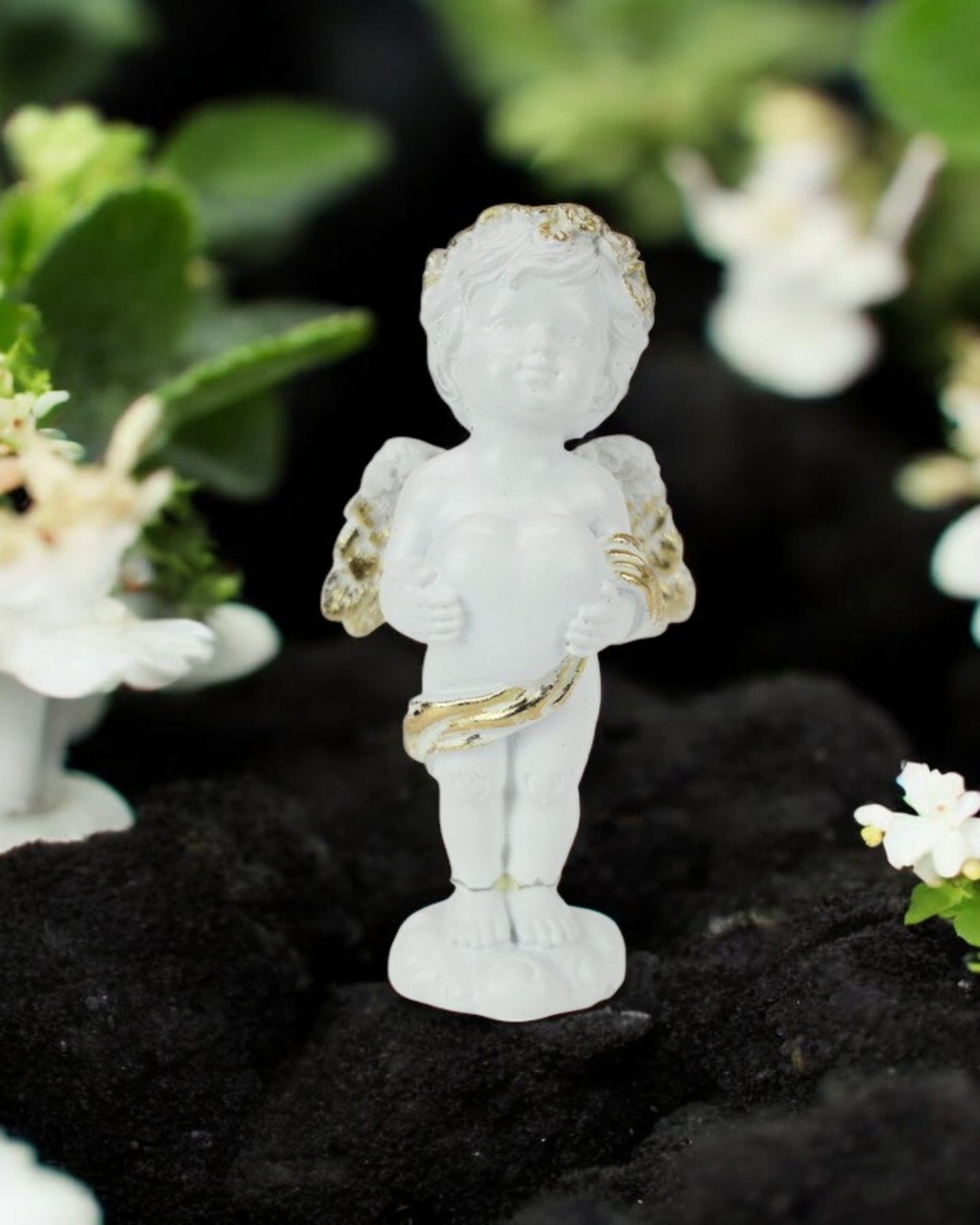 Standing Cherub with Gold Glitter