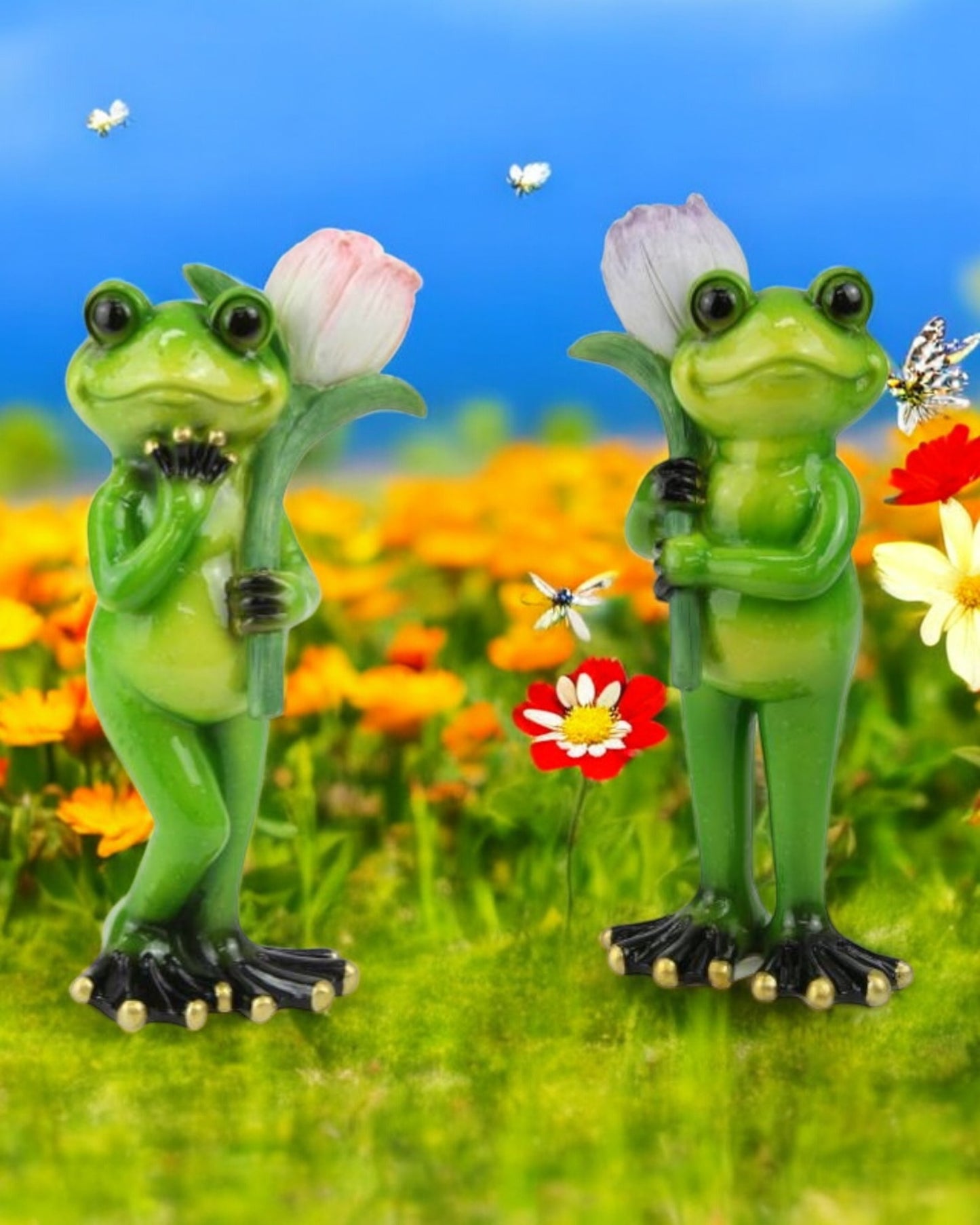 Marble look Frogs with Tulips