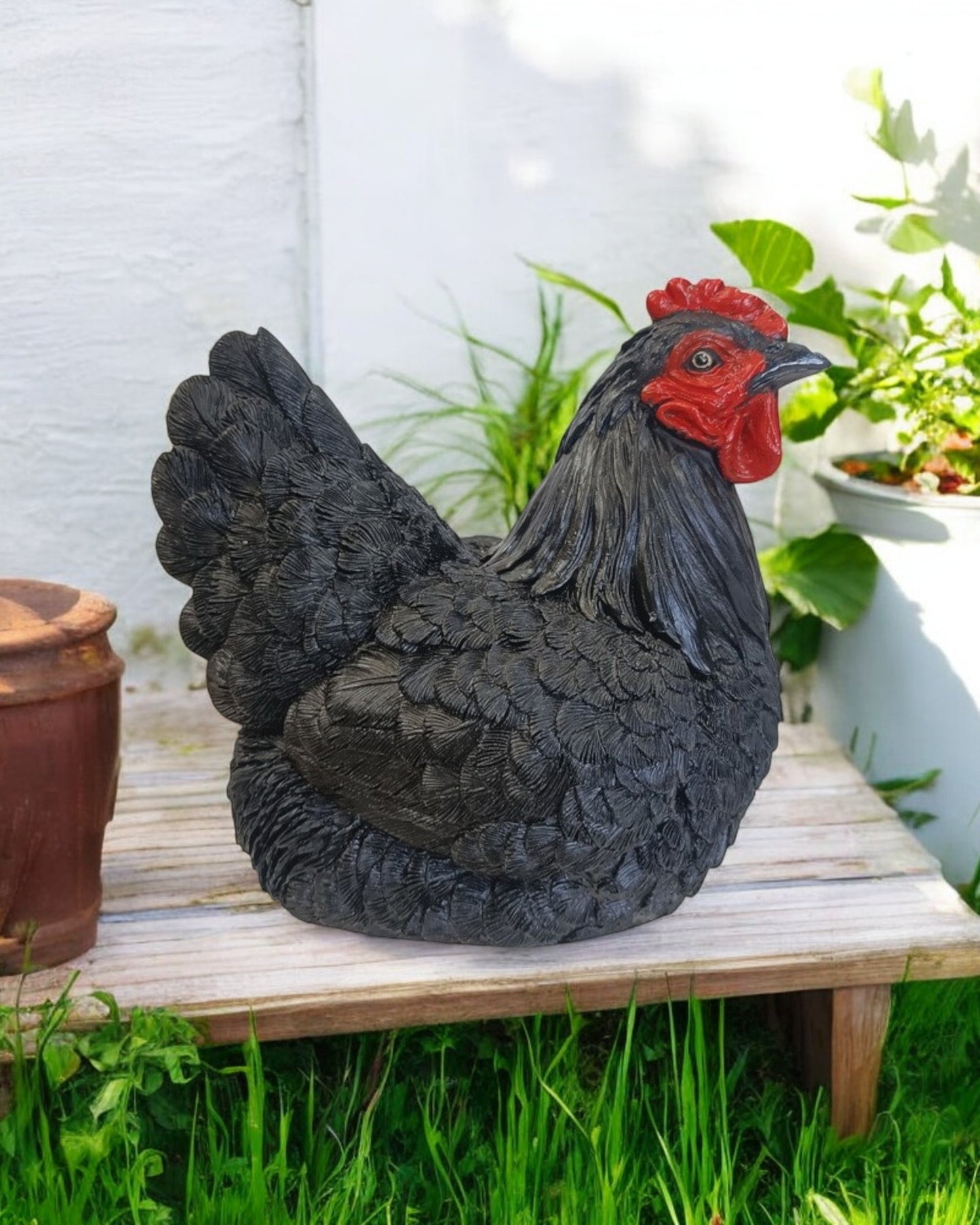 15cm Sitting Black Hen