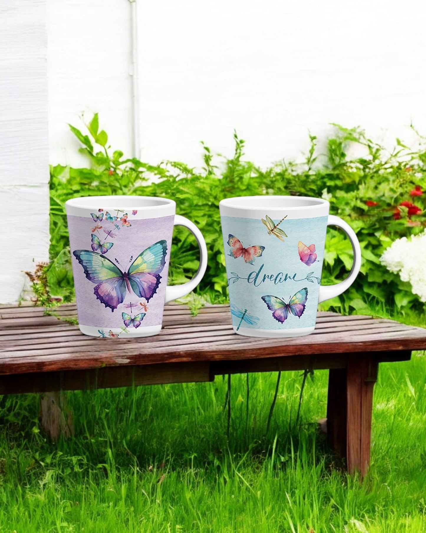 Latte Mug Butterfly & Dragonfly