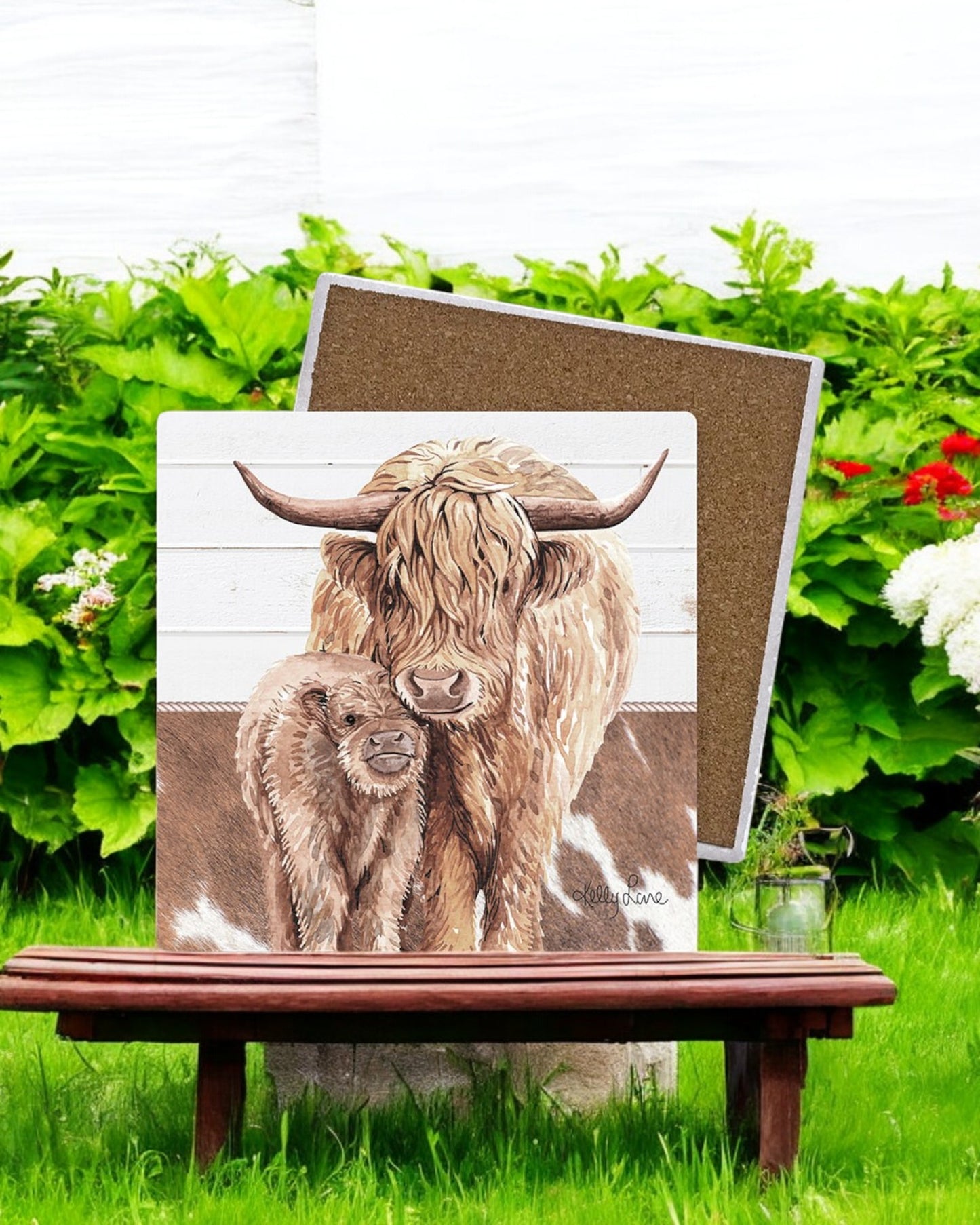 Kelly Lane Highland Cow Coaster S/4