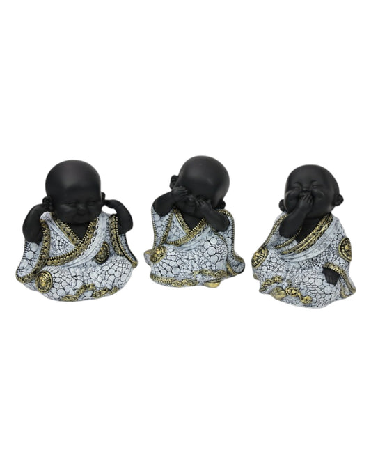 Wise Sitting Buddha Pebble deisgn ( set of 3 )