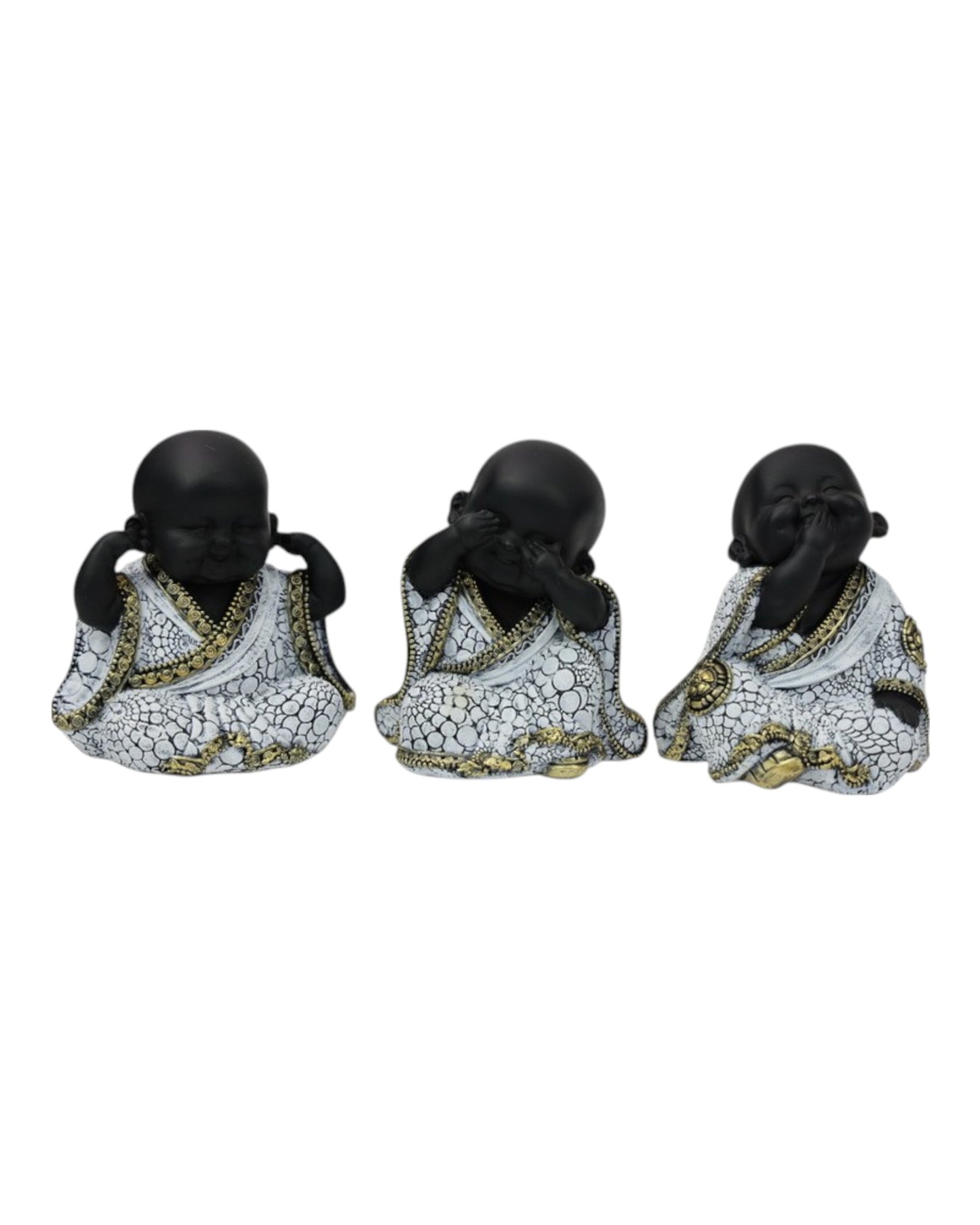 Wise Sitting Buddha Pebble deisgn ( set of 3 ) 11cm