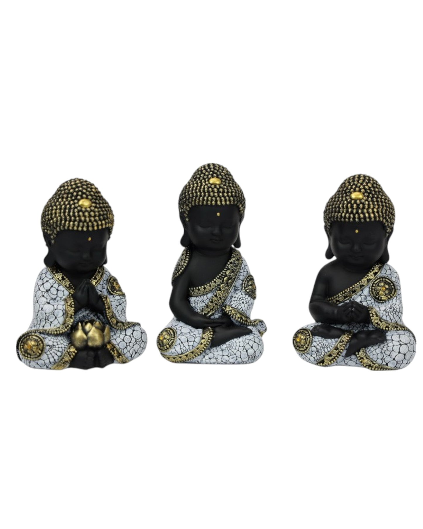 16cm Sitting Buddha Pebble deisgn ( set of 3 )