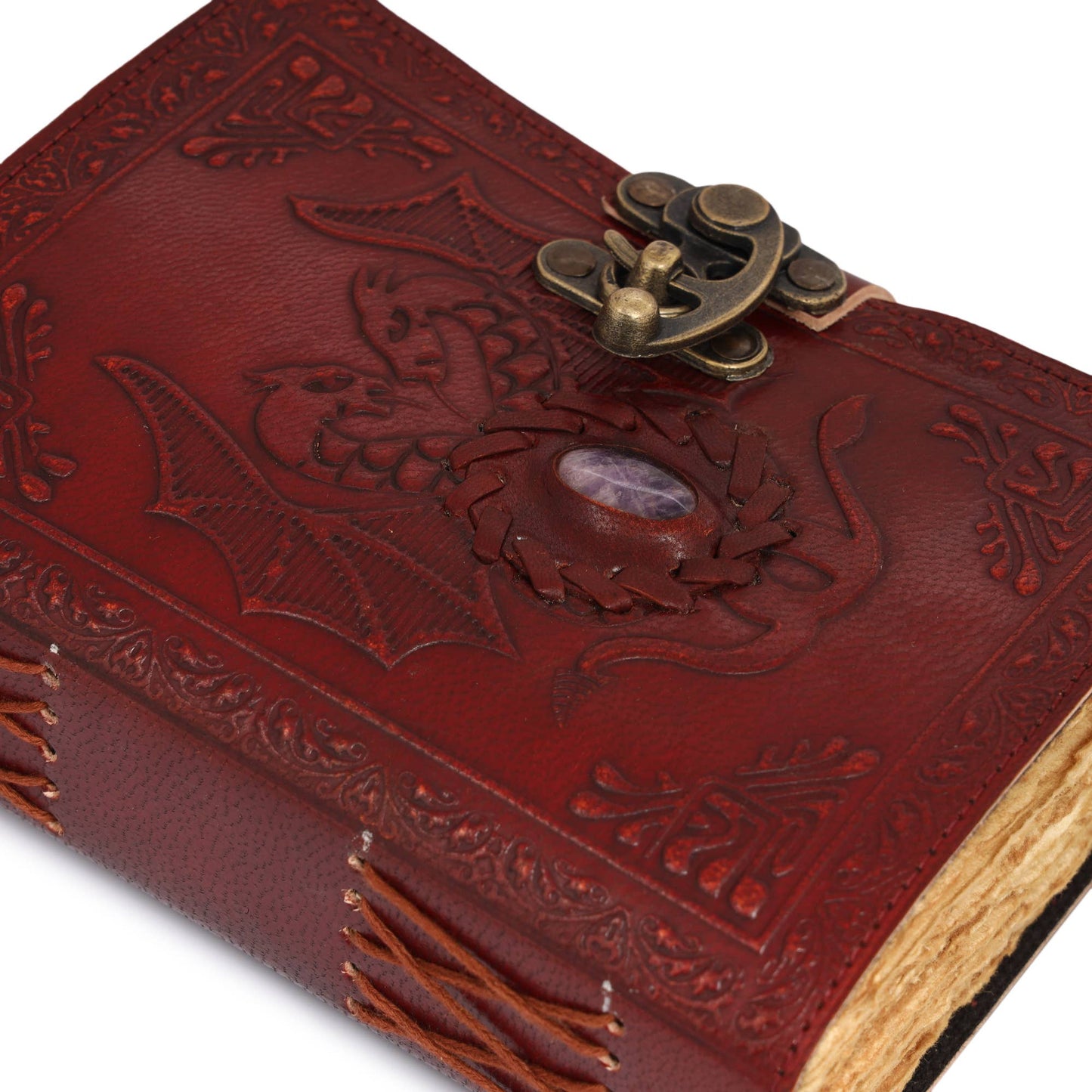 Leather Journal with Stone Dragon Embossed Travel Journal