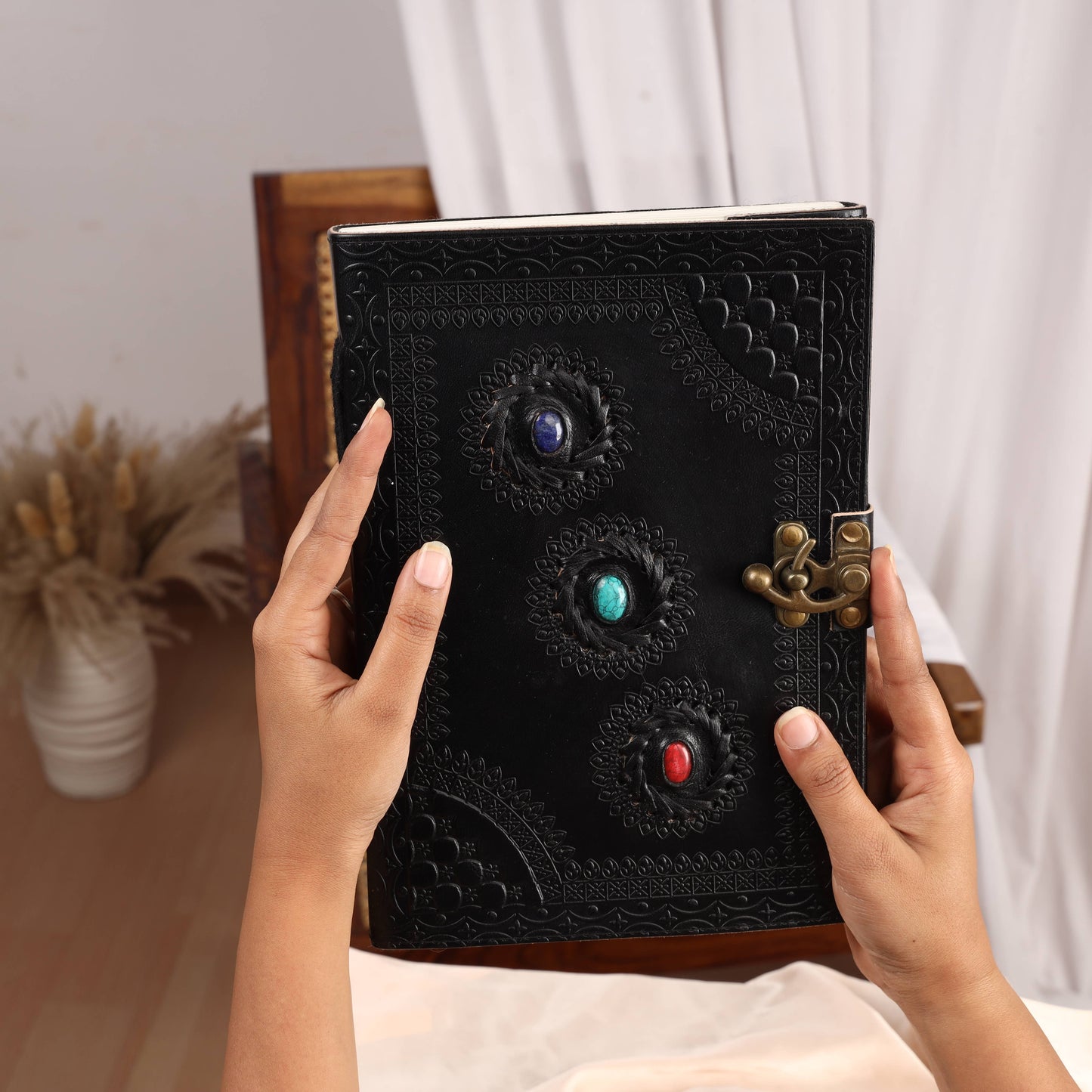 3 Precious Stone Chakra Leather Meditation Journal