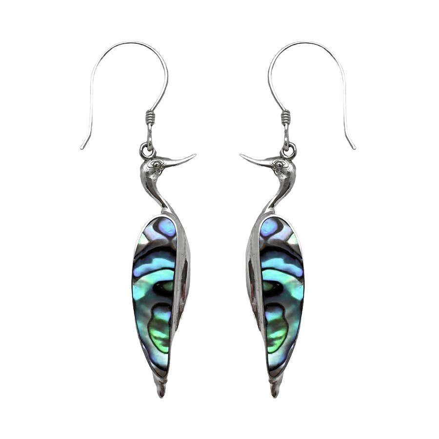 Paua Egret/Heron Earring