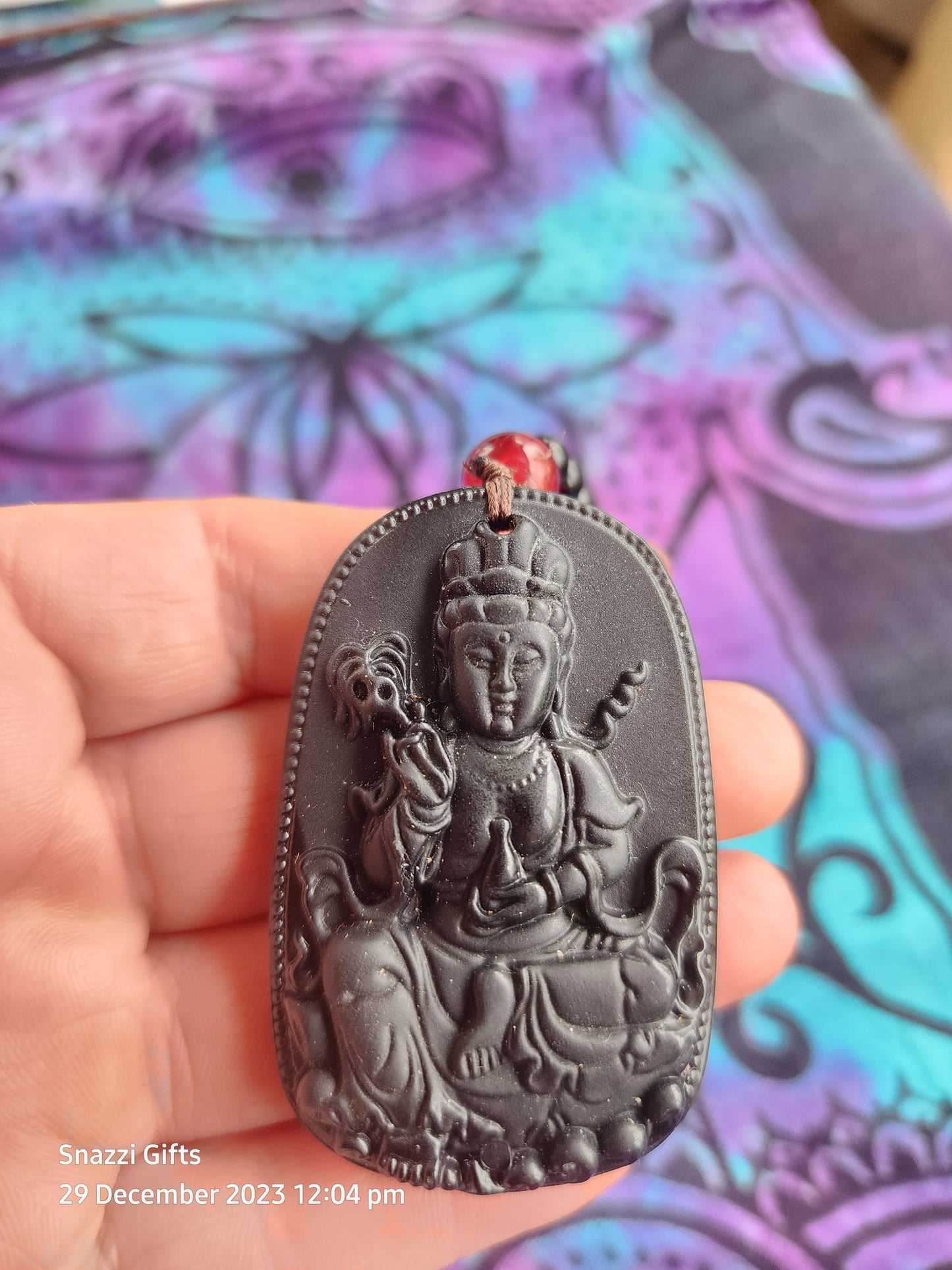 Obsidian Kuanyin Necklace