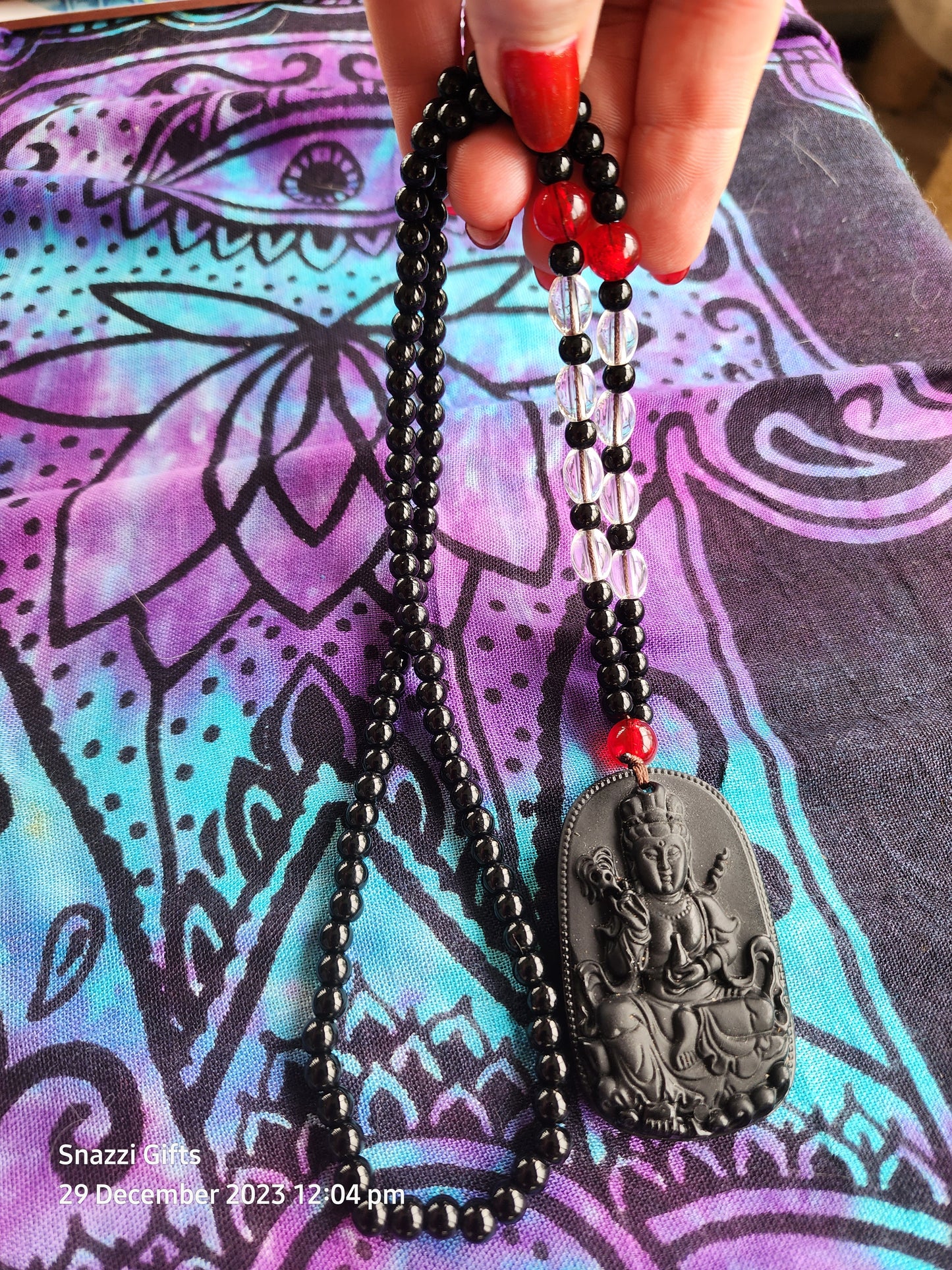 Obsidian Kuanyin Necklace