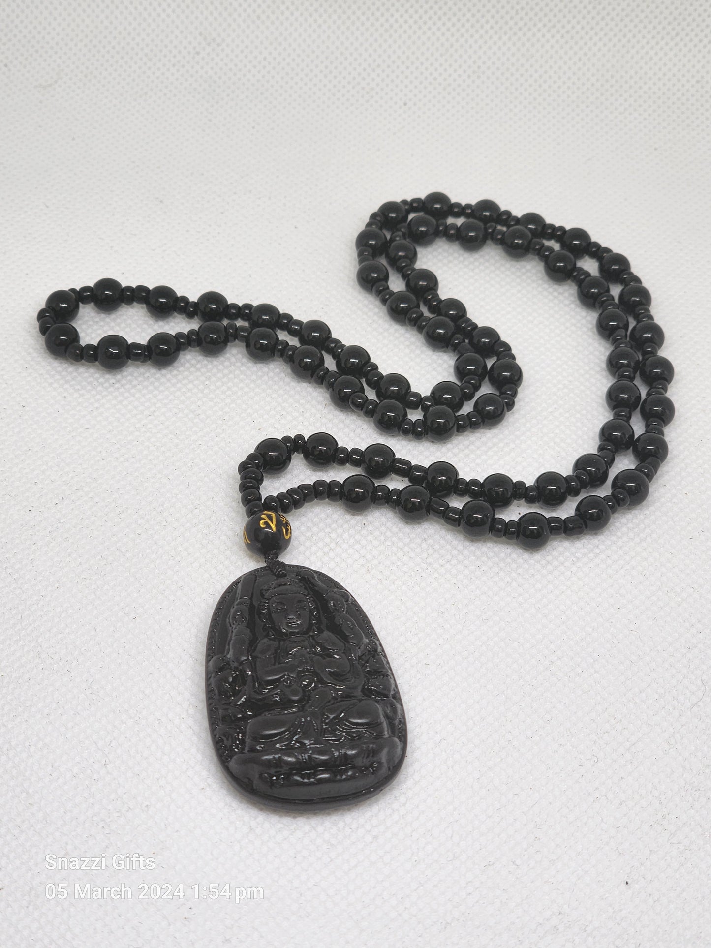 Obsidian Buddha Necklace