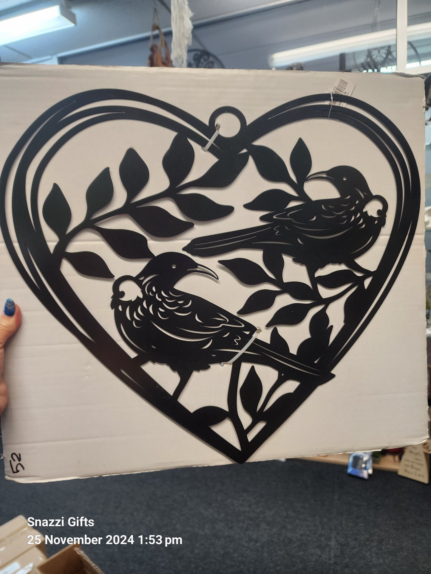 NZ Native Tuis in Heart Wall Art