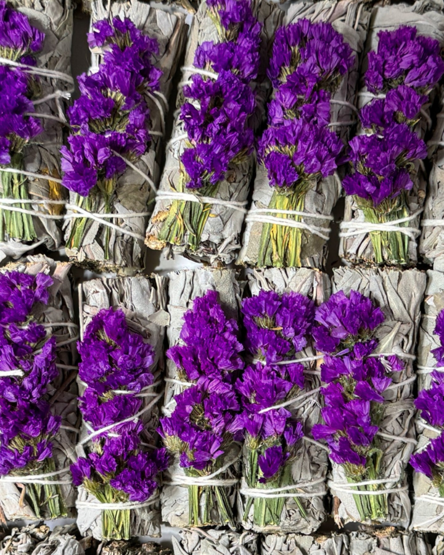 Dark Purple Statice, Sinuata, Floral Sage Wand