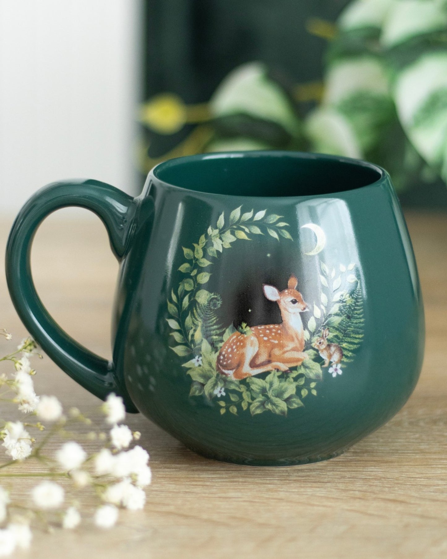 Green Fawn rounded mug