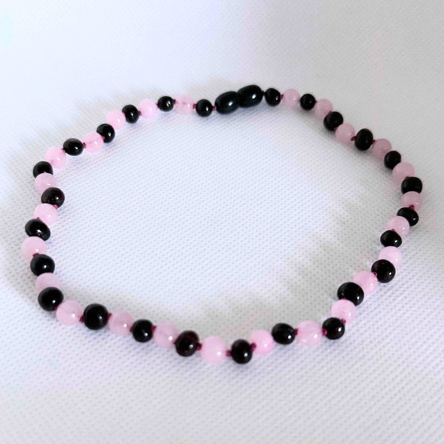 Molasses Amber & Rose Quartz-11 inch Necklace