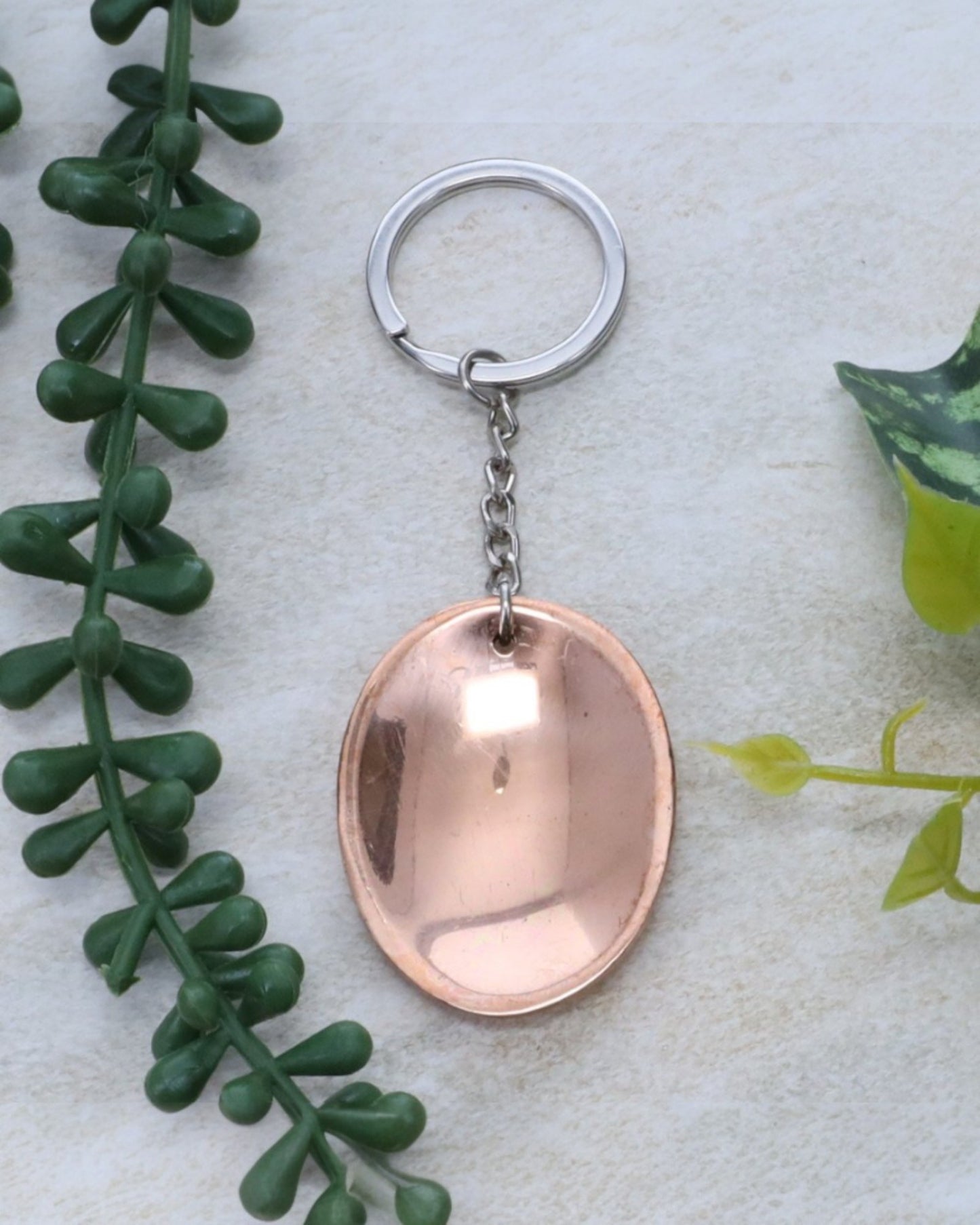 Copper Worry Stone Keychain