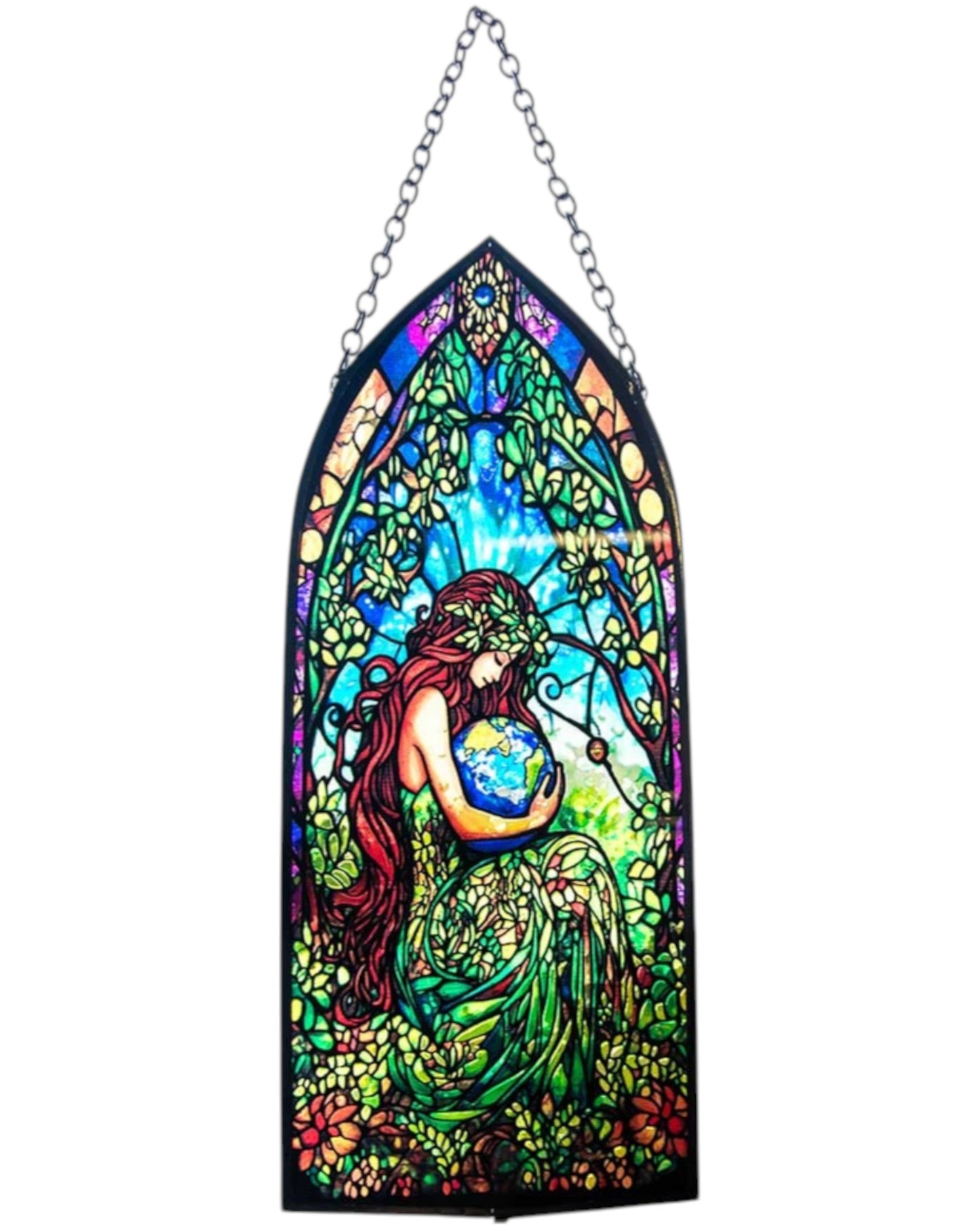 Glass Suncatcher 8in Cathedral - Earth Goddess