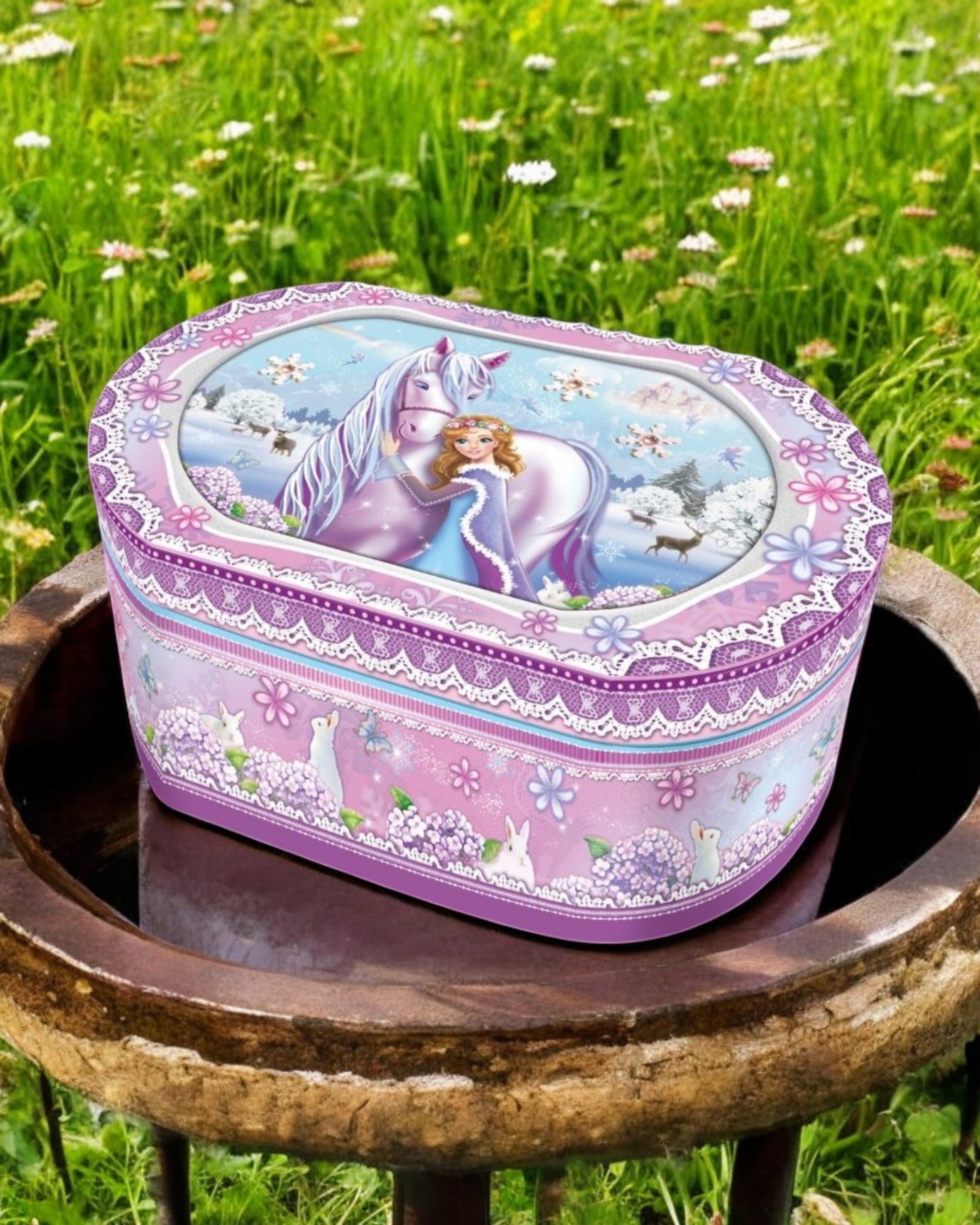 Oval Unicorn/Princess Music Box