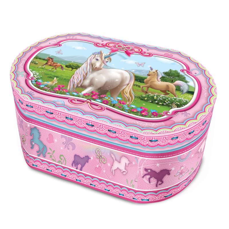 Oval Unicorn Music Box