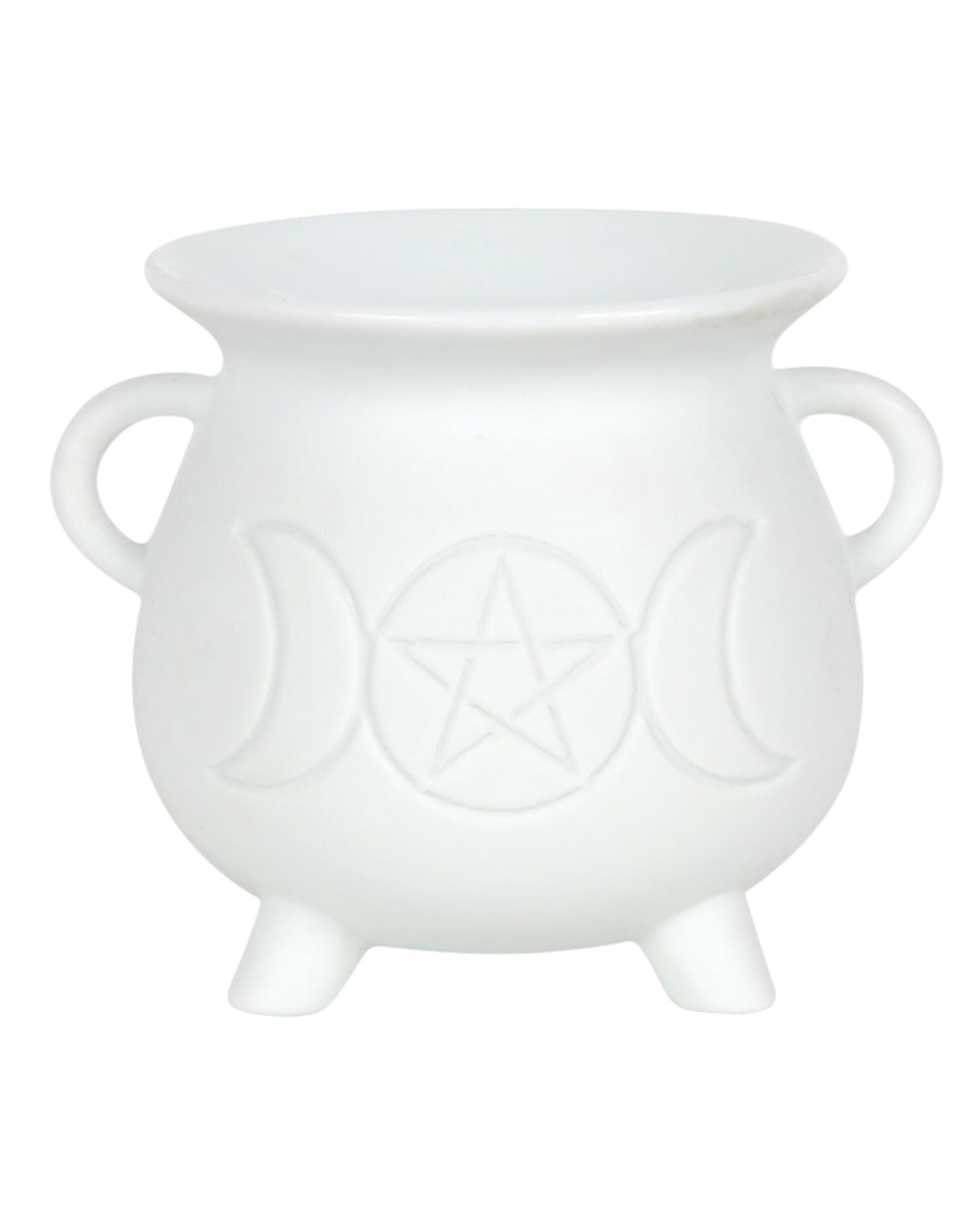 White Triple Moon Cauldron Oil Burner