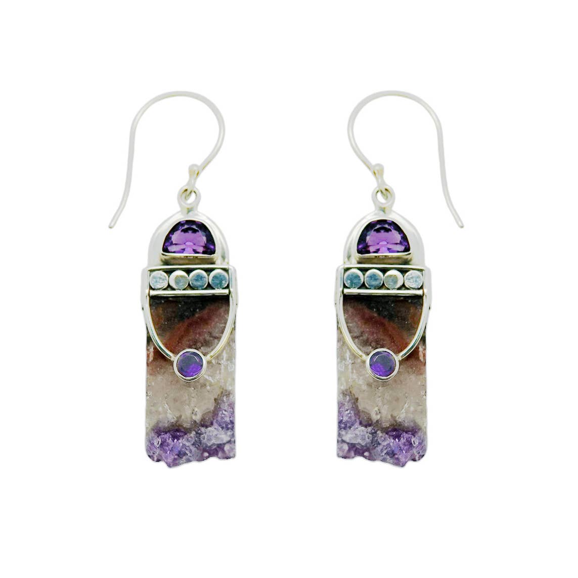 Faceted amethyst with crystal Earrings