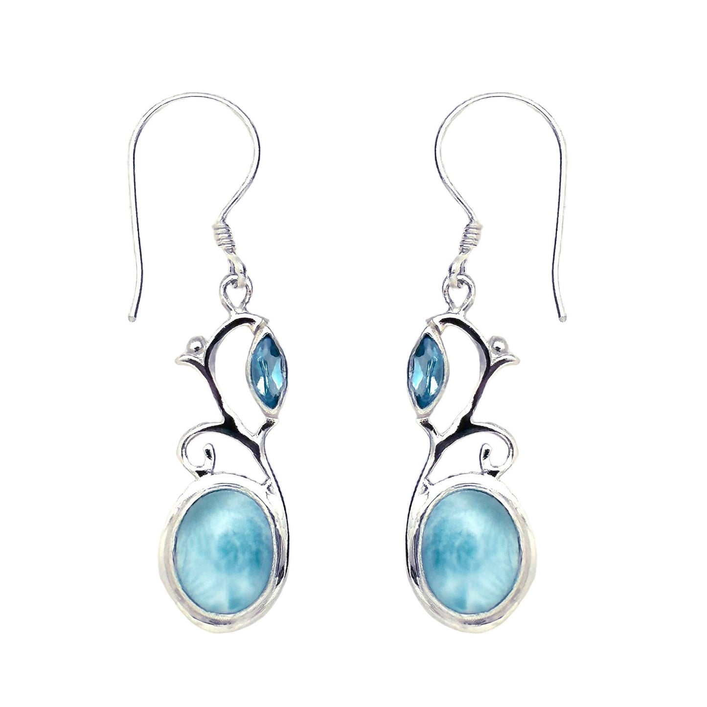 Blue Topaz/Larimar Earring, Florally Inspired