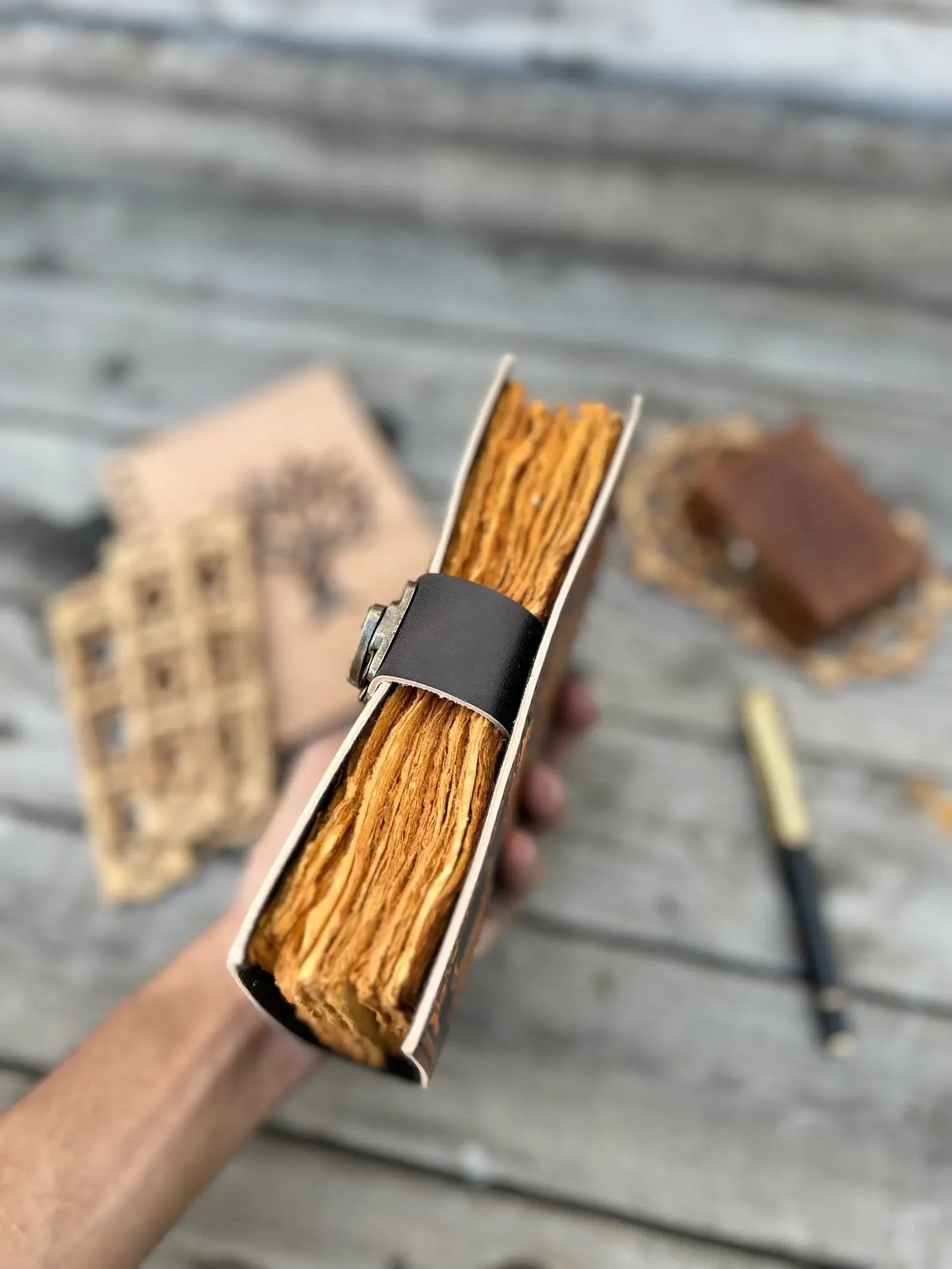 Leather Journal Vintage Notebook with Book of Shadow Print