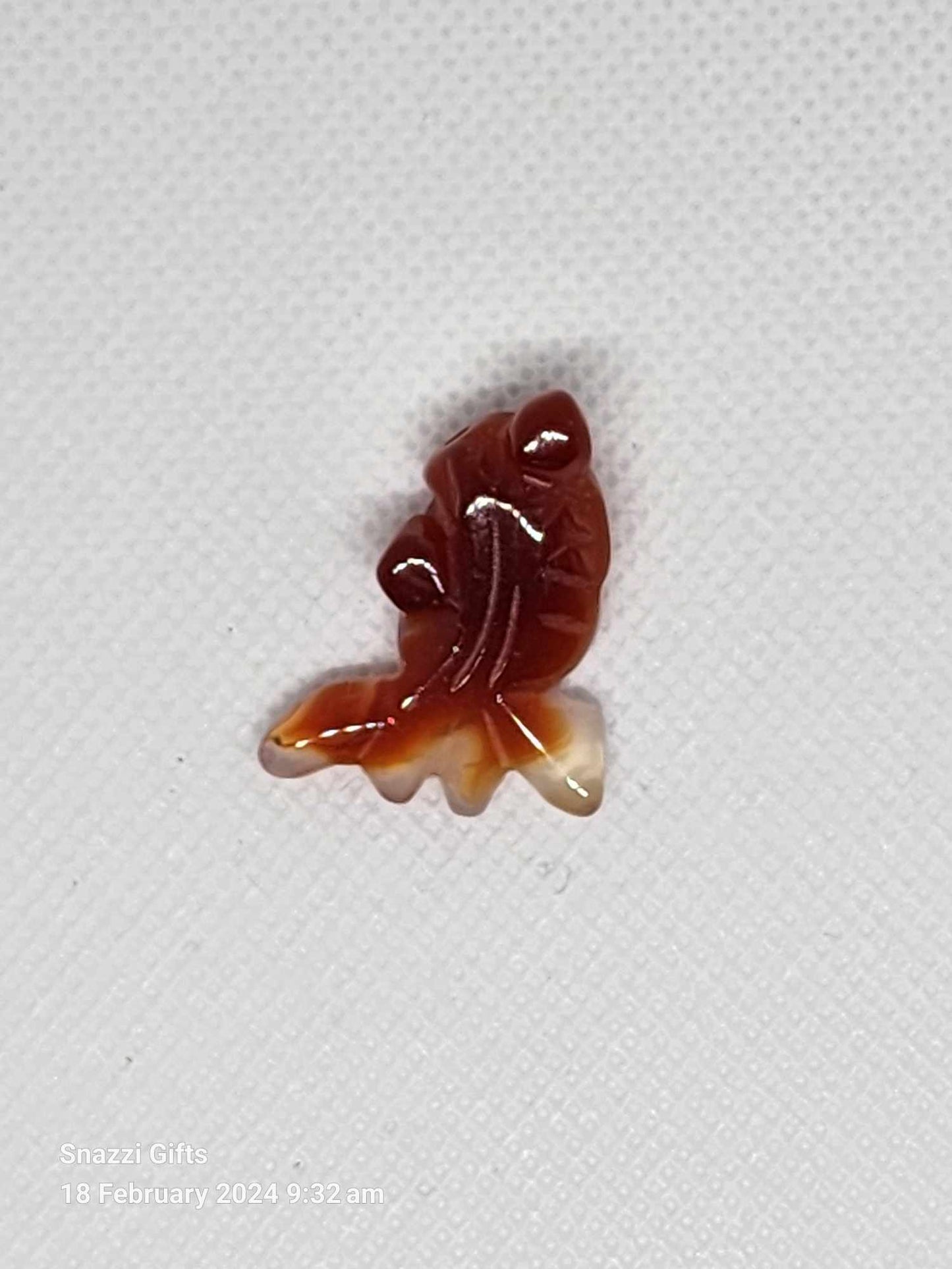 Carnelian Goldfish pendant