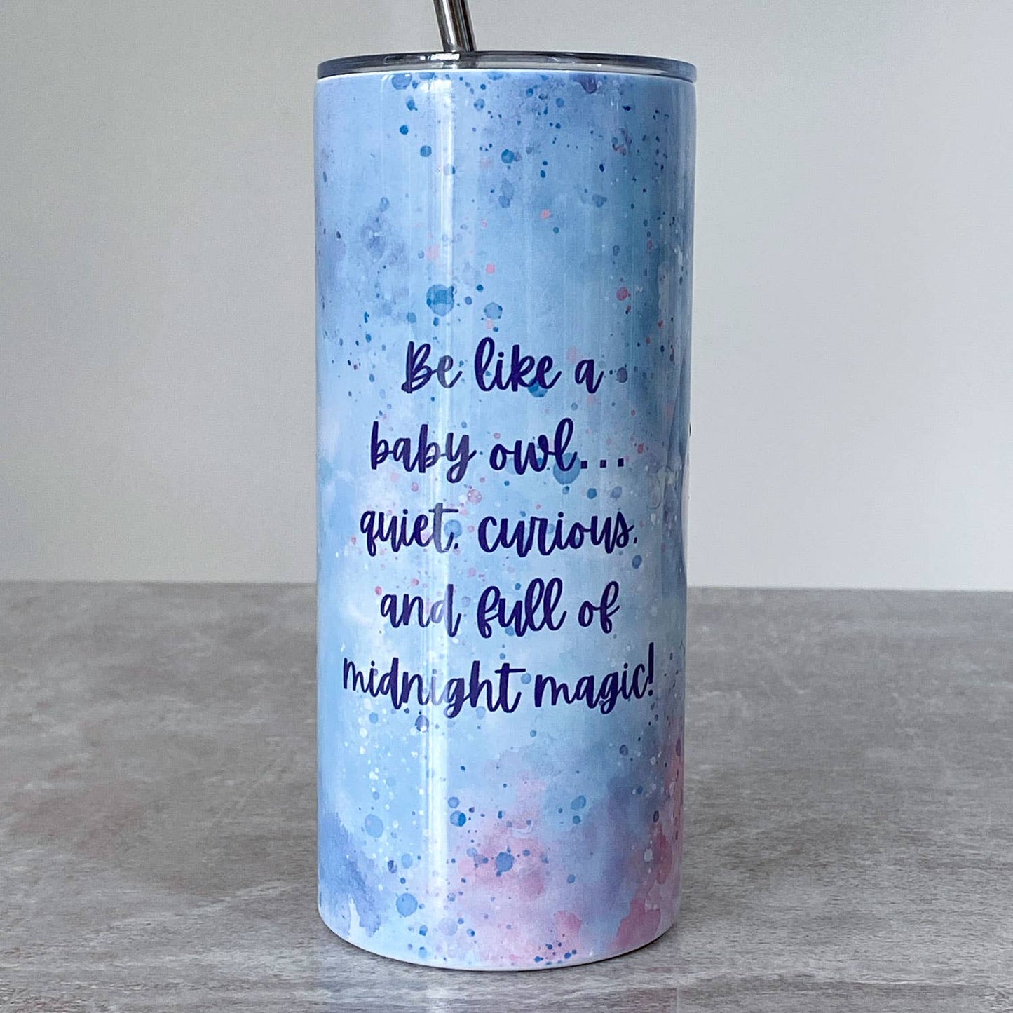 Cute Owl 16oz Skinny Stainless Steel Tumbler
