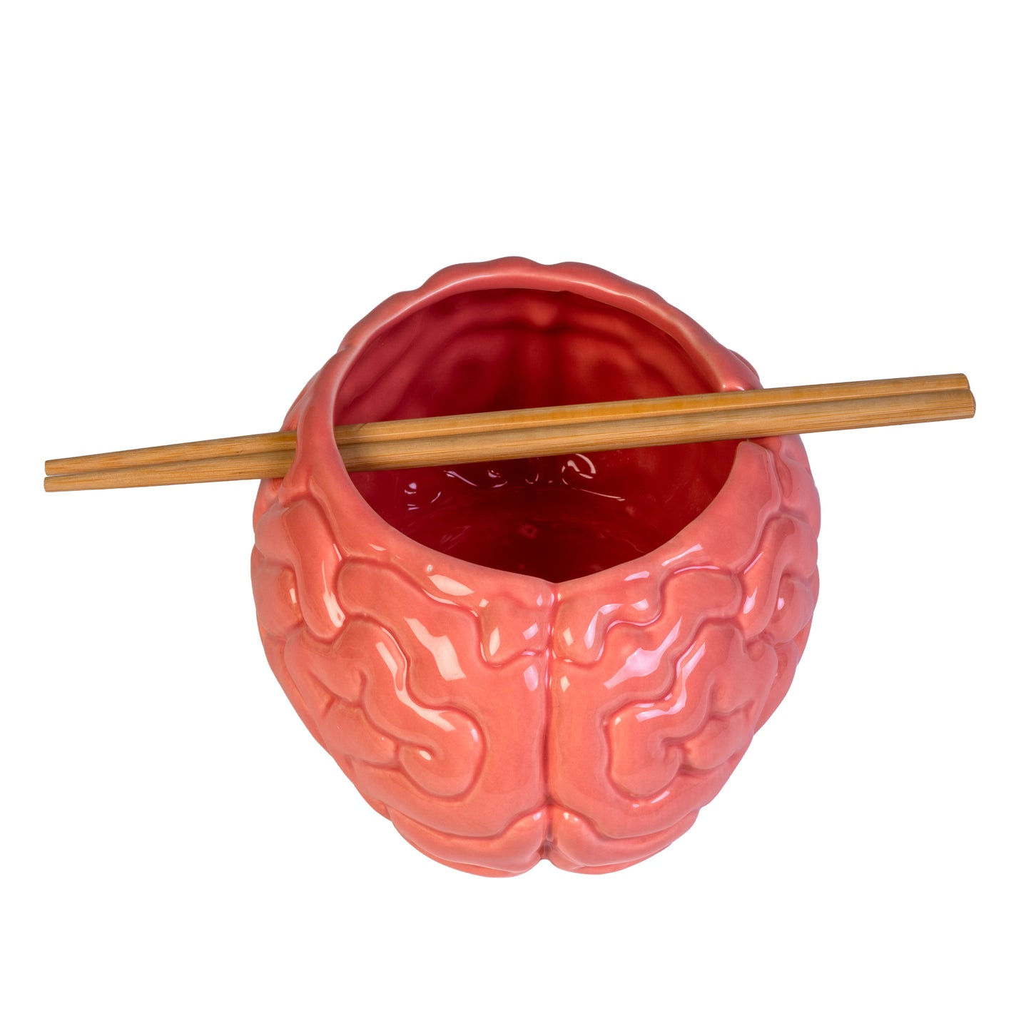 Brain Ceramic Noodle Bowl with Bamboo Chopsticks