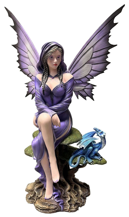 Sitting Purple Fairy With Blue Dragon