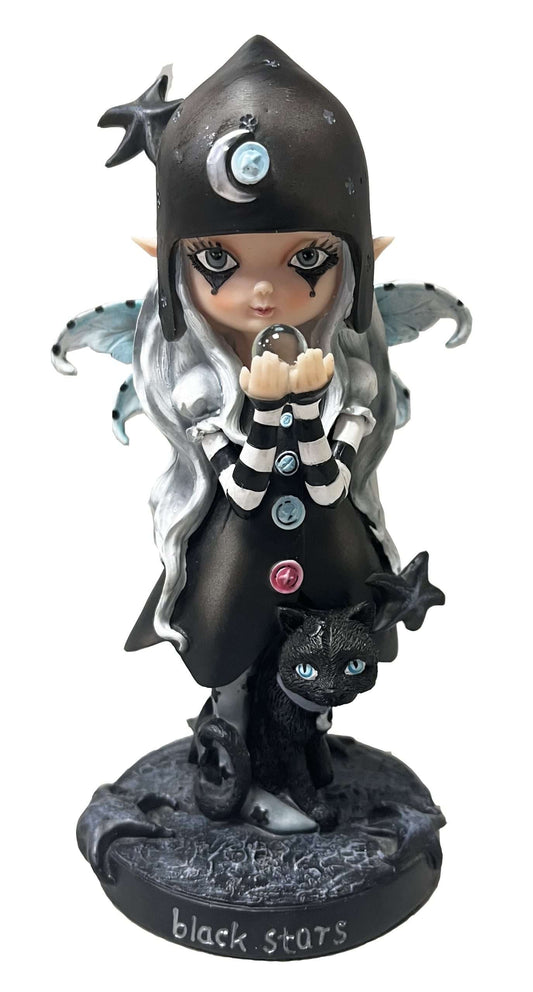 Black Stars Goth Fairy Figurine