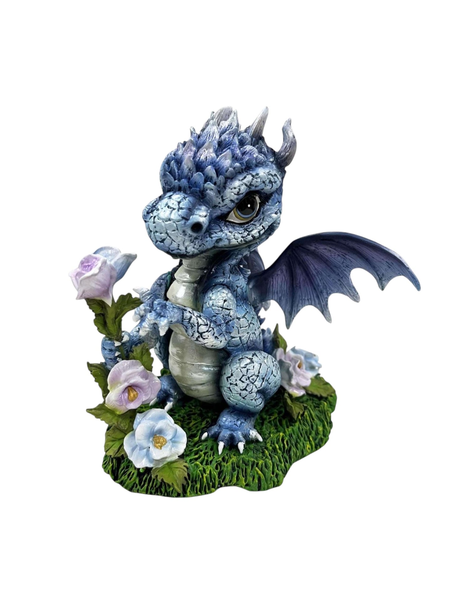 Ice Blue Dragon with Flowers