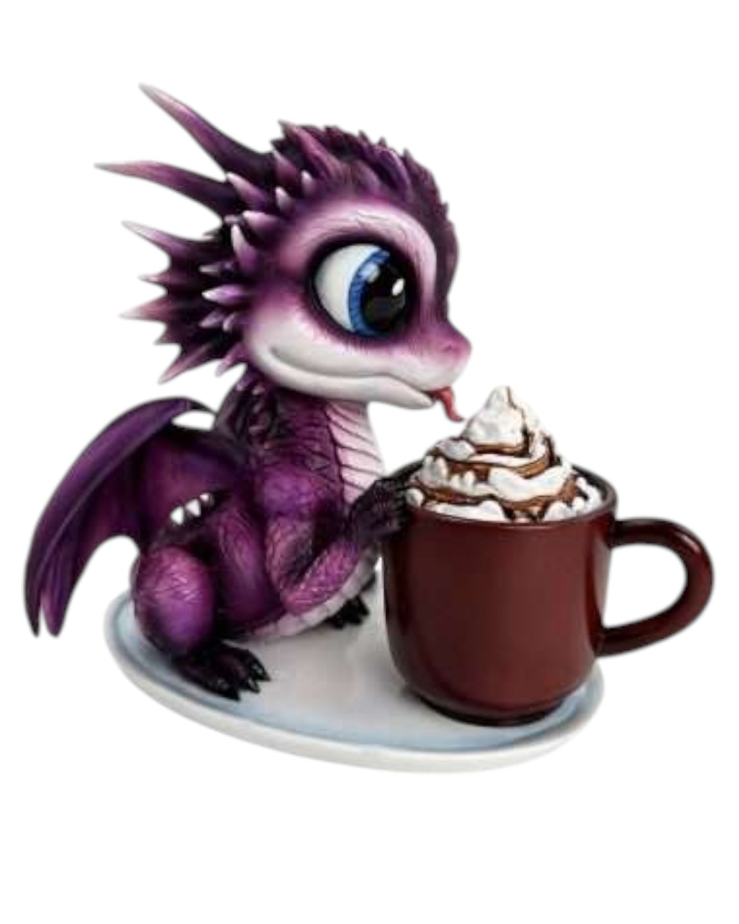 Cute Purple Dragon with Coffee Mug