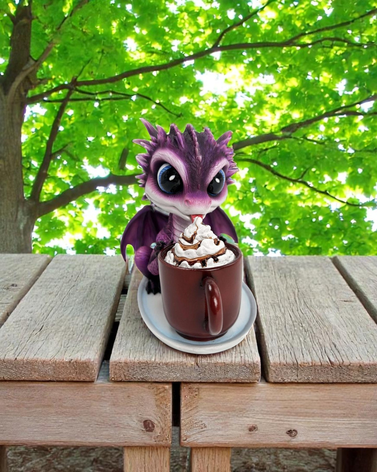 Cute Purple Dragon with Coffee Mug
