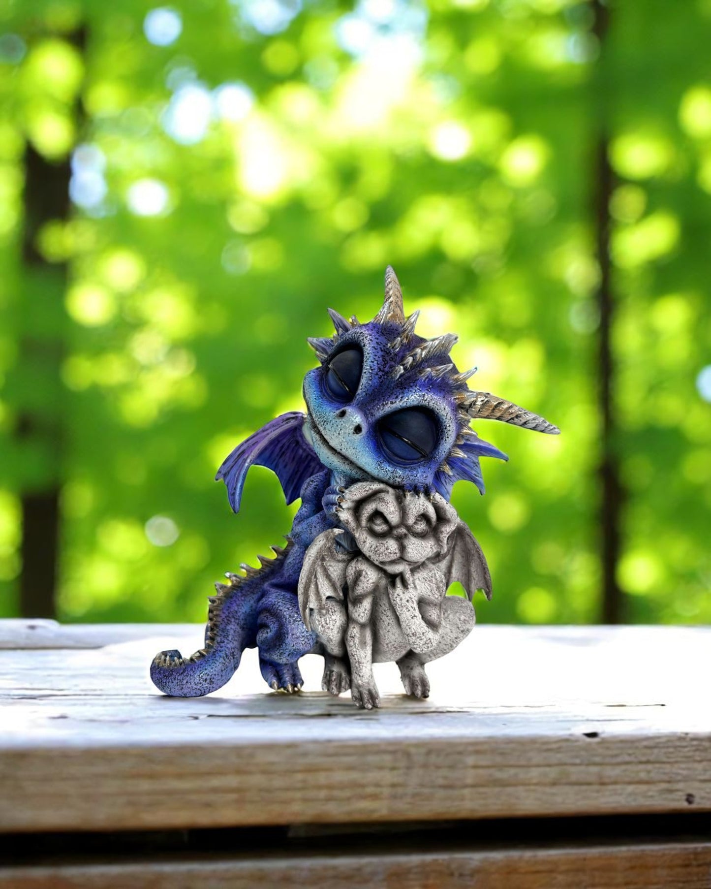 Cute Dragon Cuddling with Gargoyle
