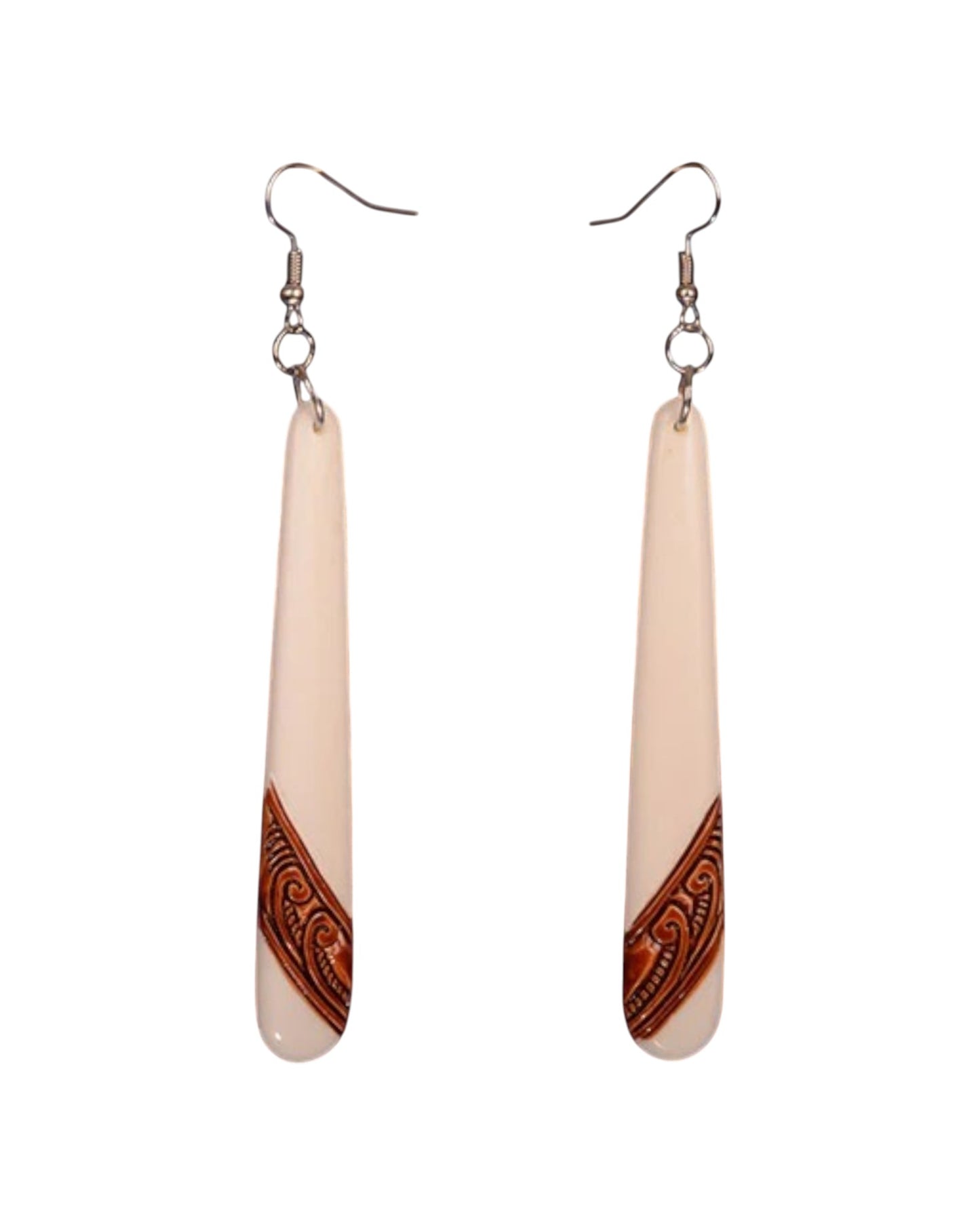 Enchanted Koru Stain Bone Drop Earrings