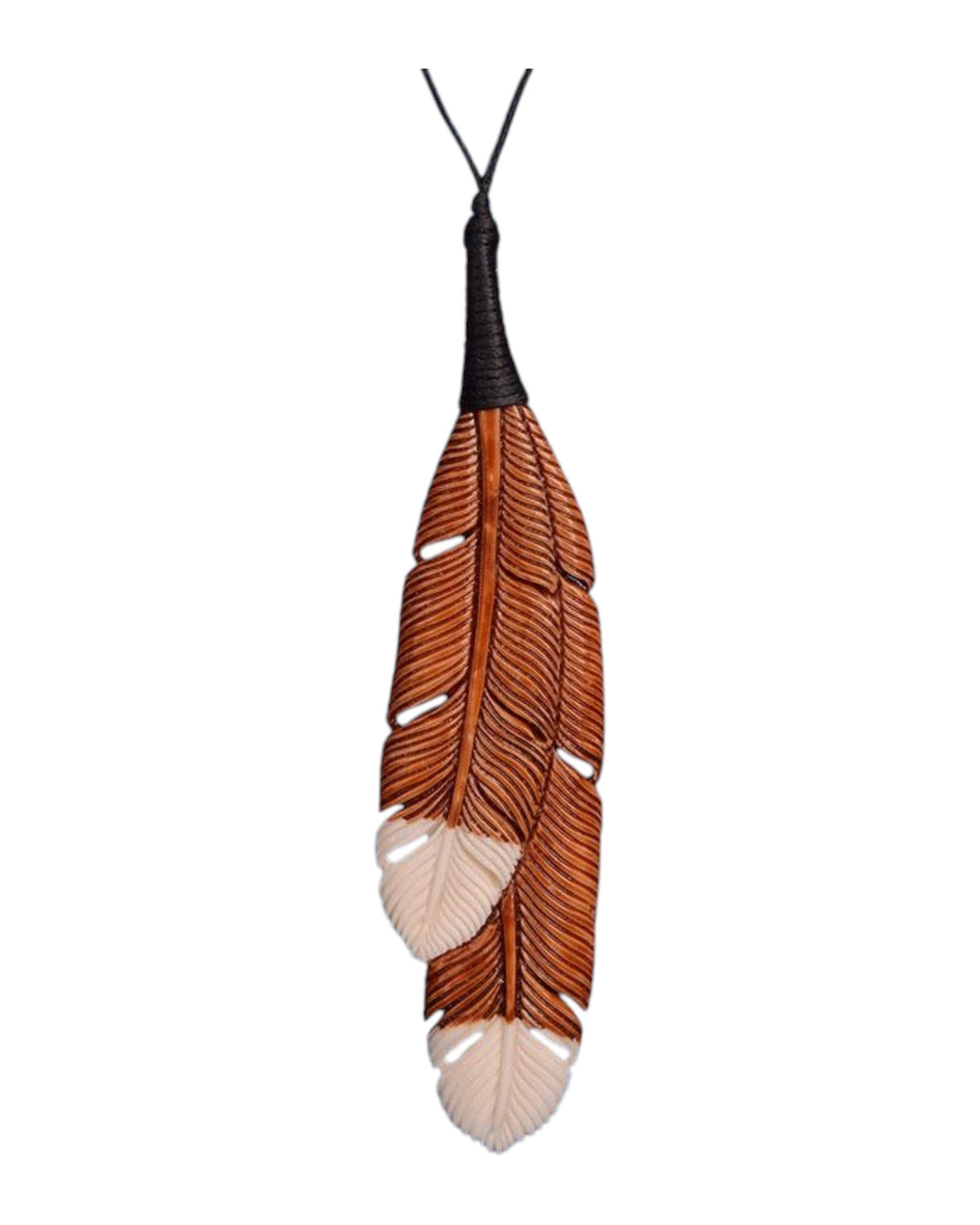 Huia Feather Pendant - Brown