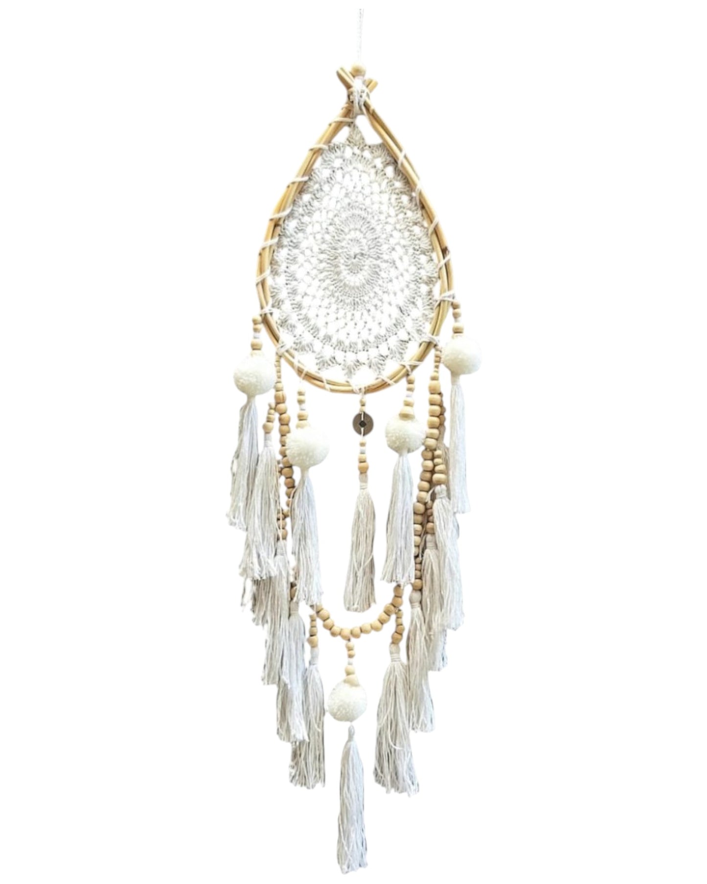 Dreamcatcher Teardrop White Crochet