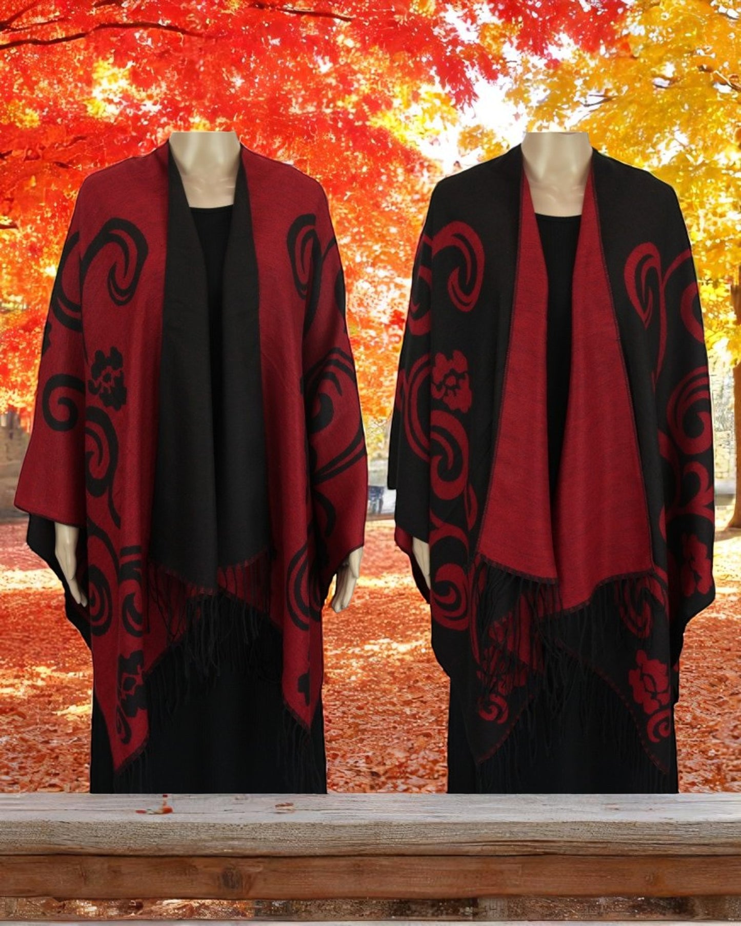 Cape with curls design RED