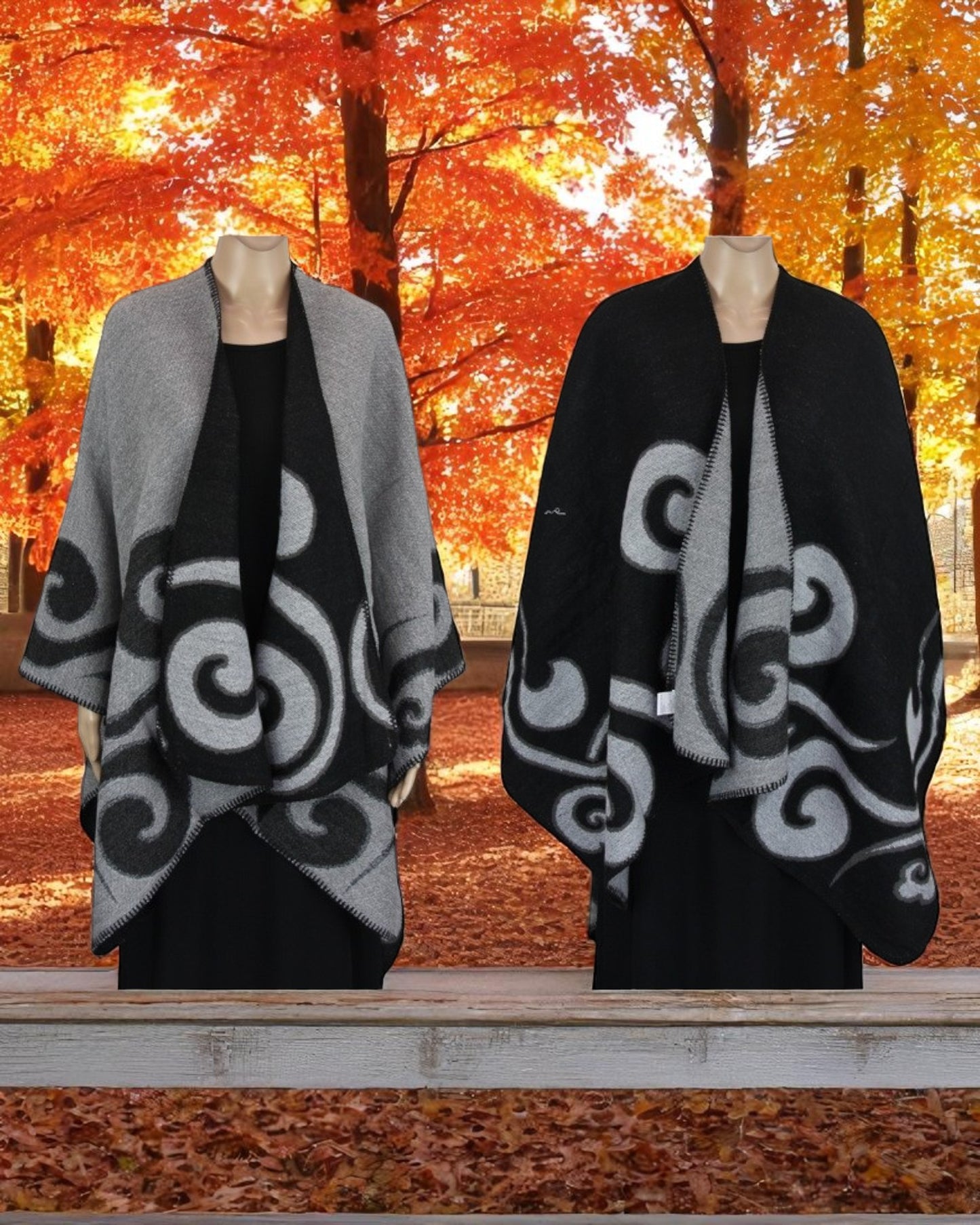 Cape with curls design BLACK