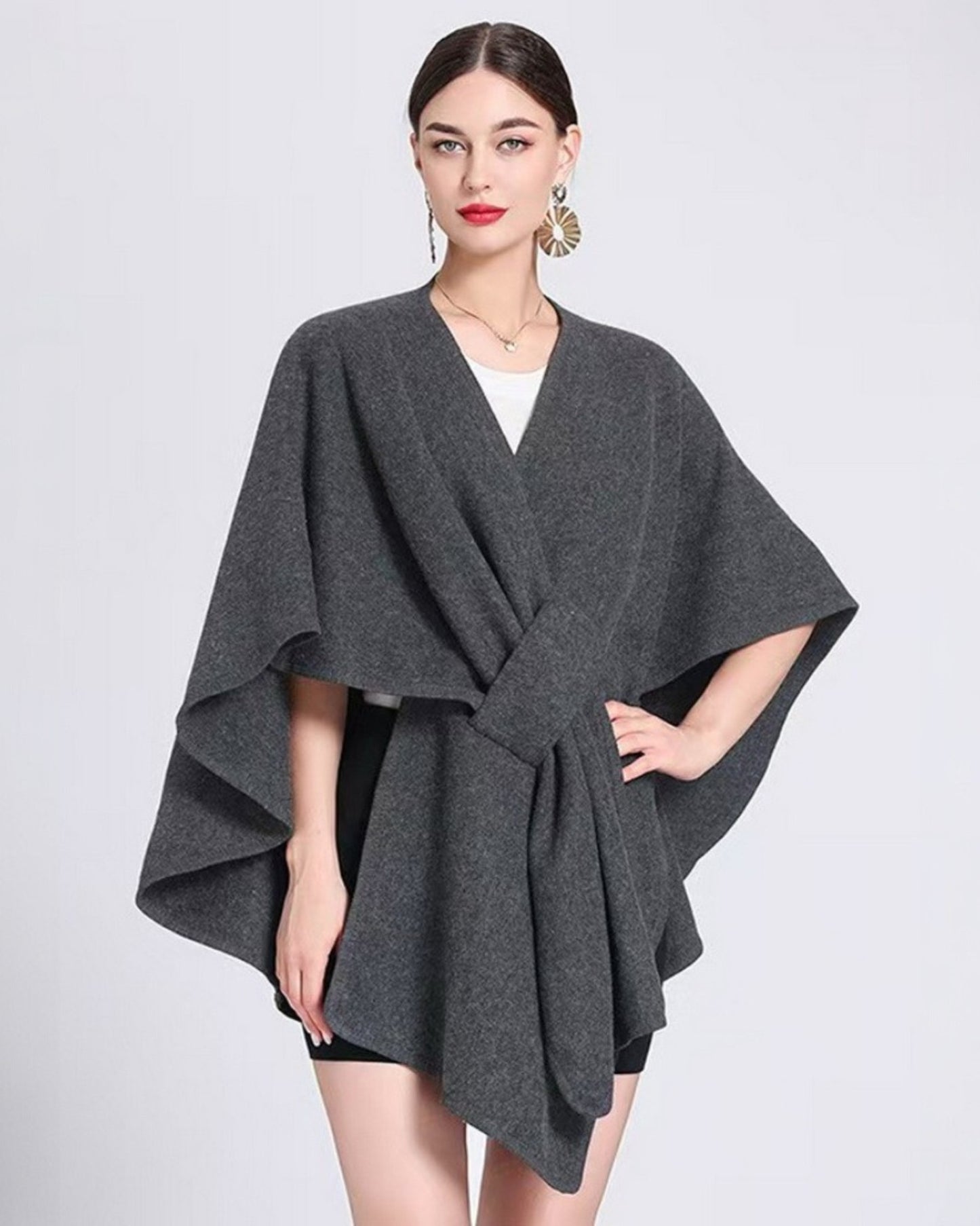Davina Cape with pull through - DARK GREY