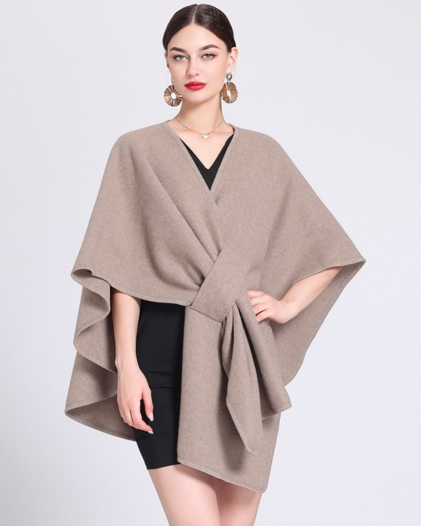 Davina Cape with pull through - TAUPE